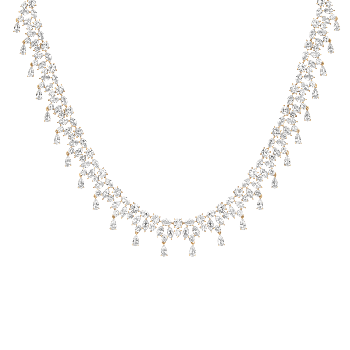 Lab Grown White Sapphire Teardrop Tennis Necklace