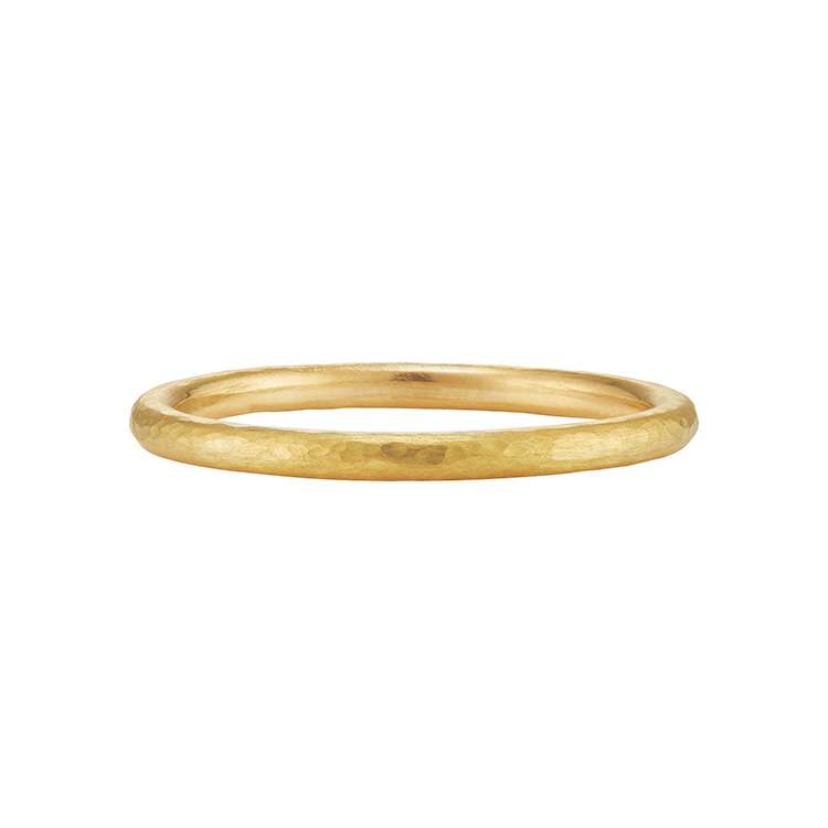 Honey — Delicate Hammered 18ct Fairmined Gold Wedding Band