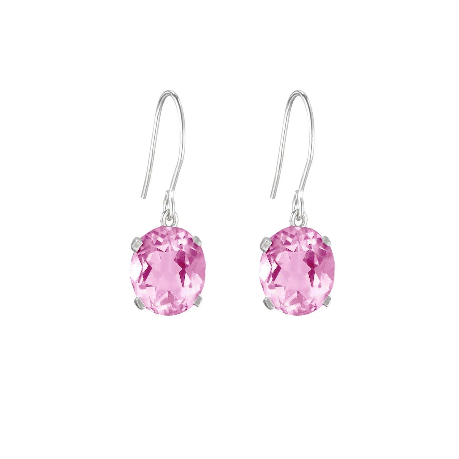 Sterling Silver Pink Topaz Hook Earrings