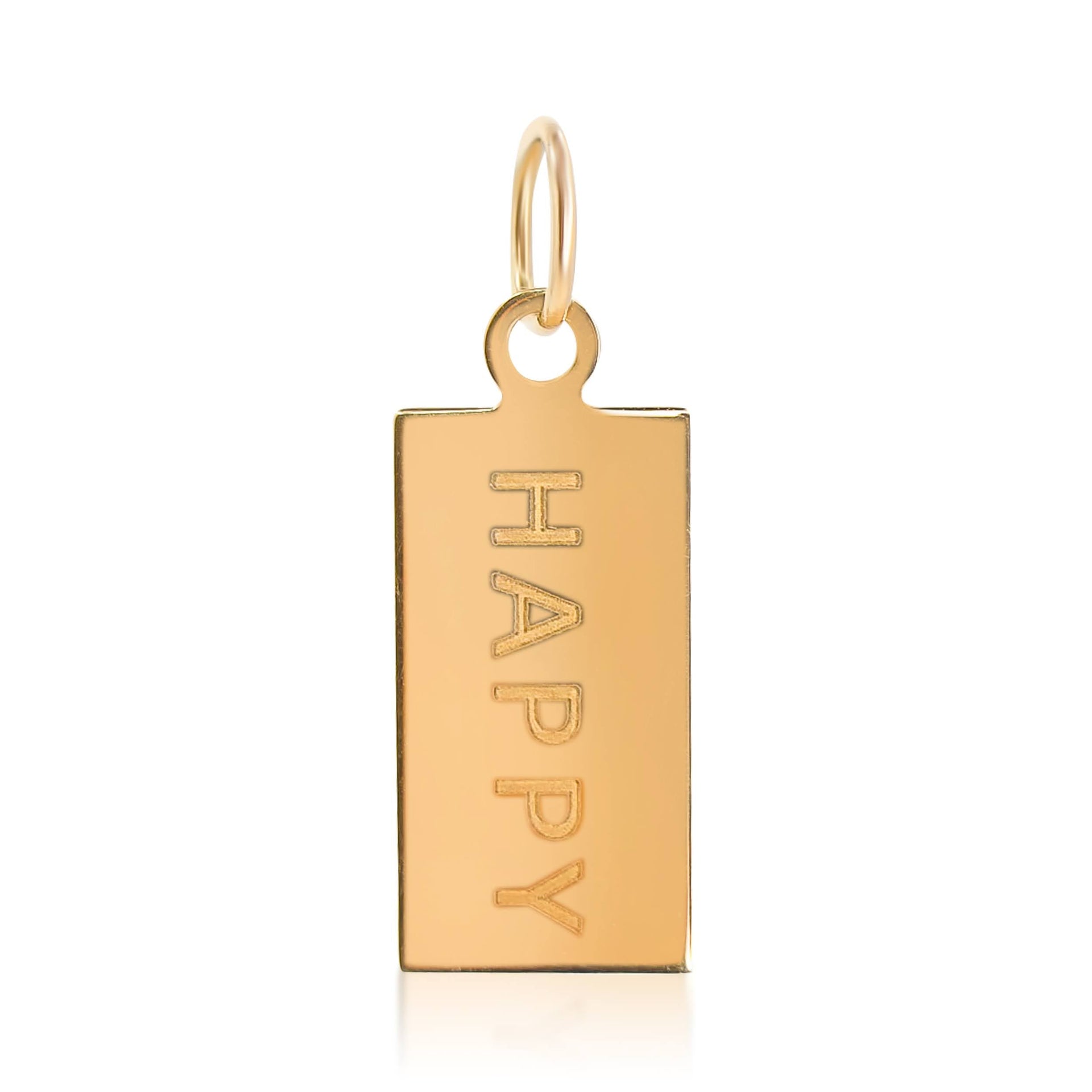 Gold Rectangle Happy Engraved Pendant