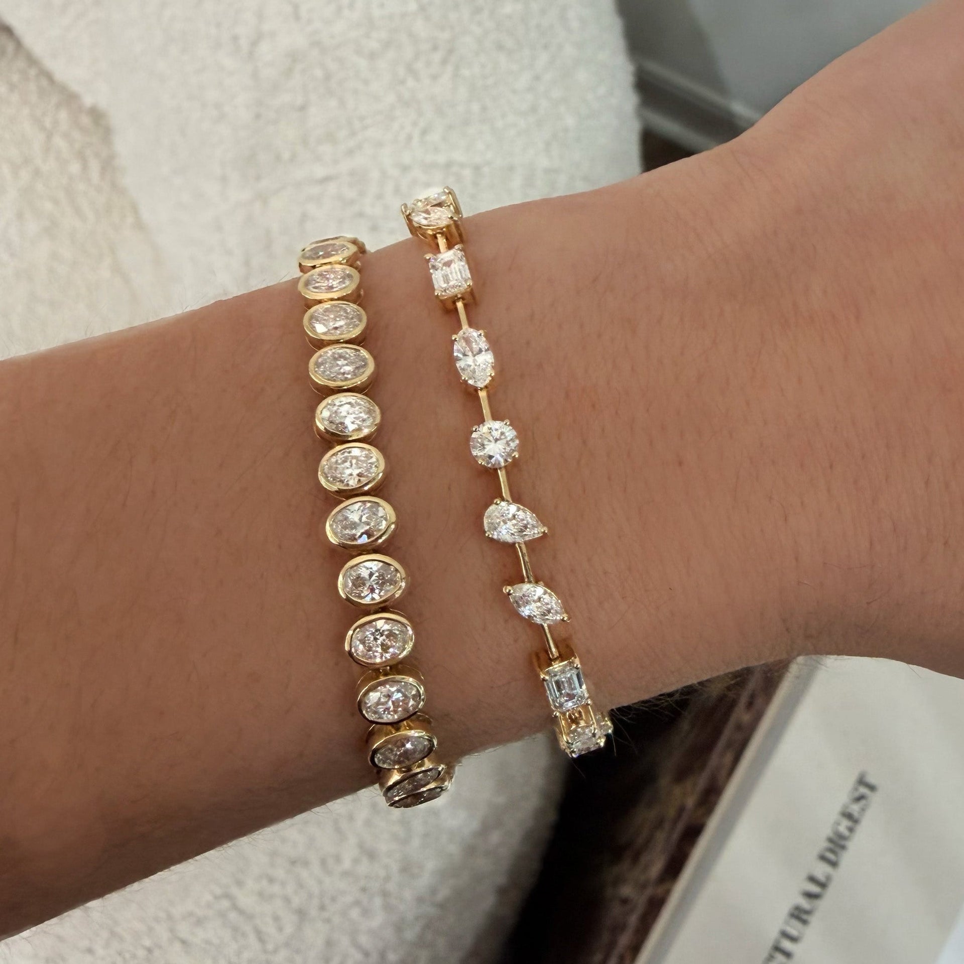 Bezel Oval Lab Diamond Tennis Bracelet