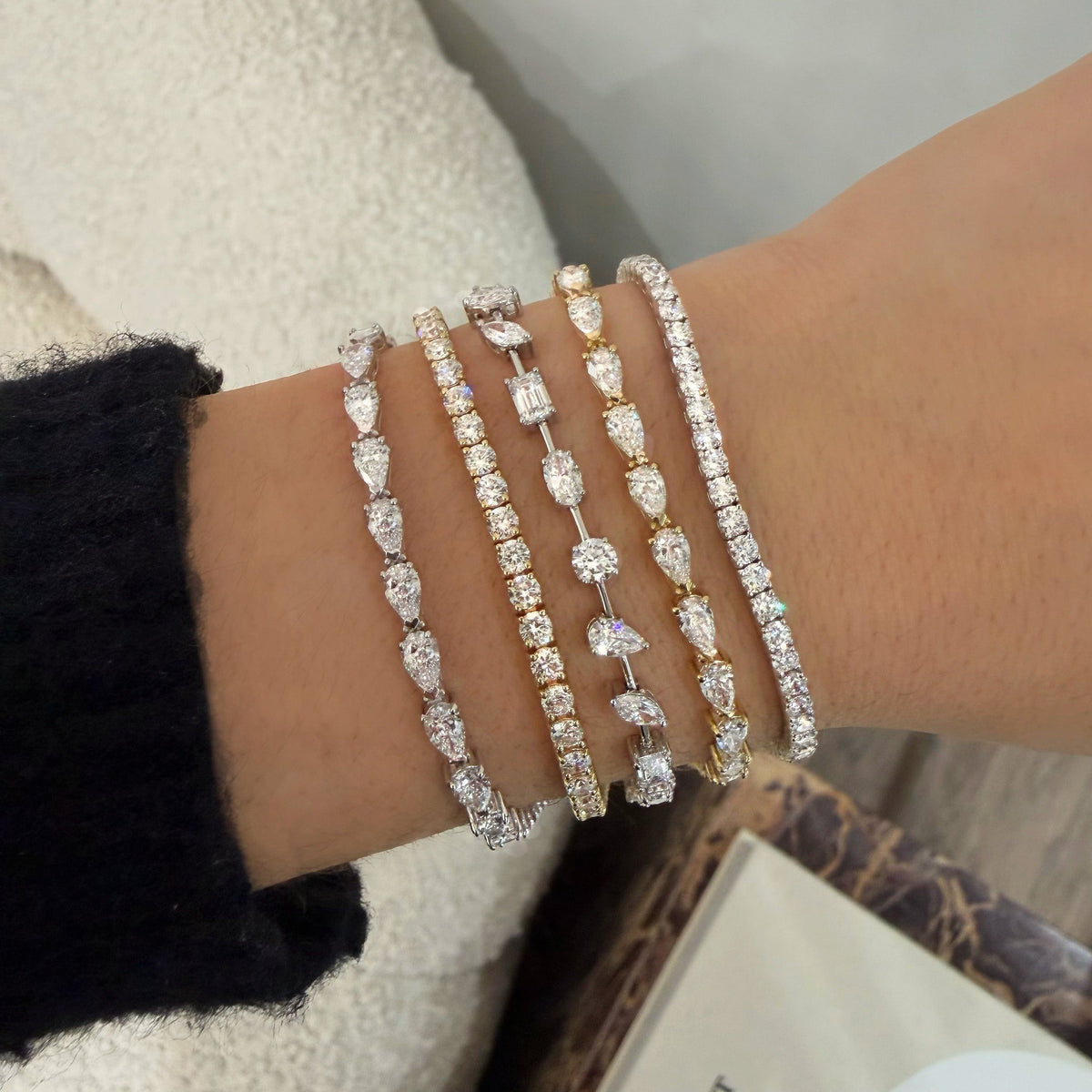 Mixed Shape Lab Diamond Tennis Bracelet