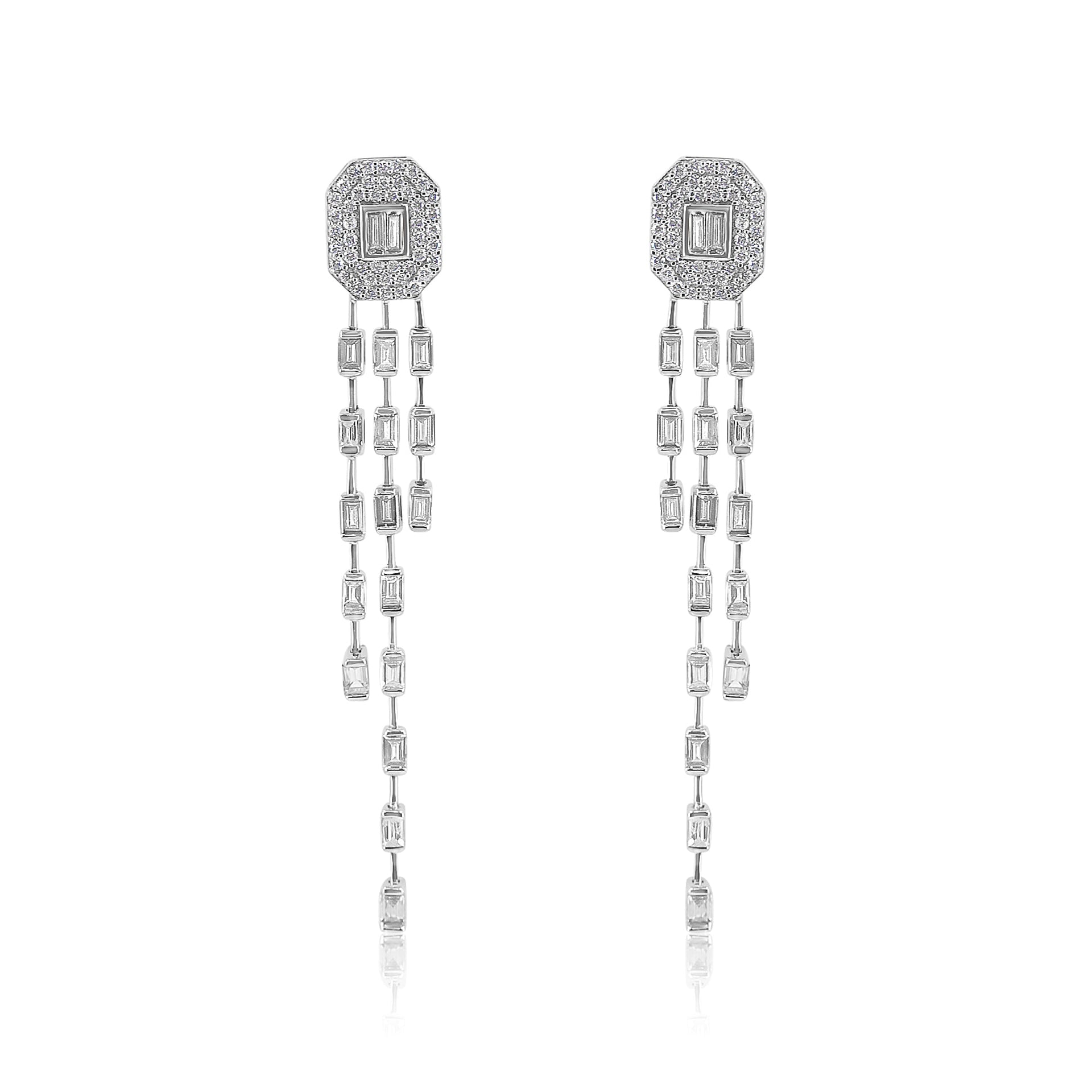 Gold Diamond Octagon Drop Earring