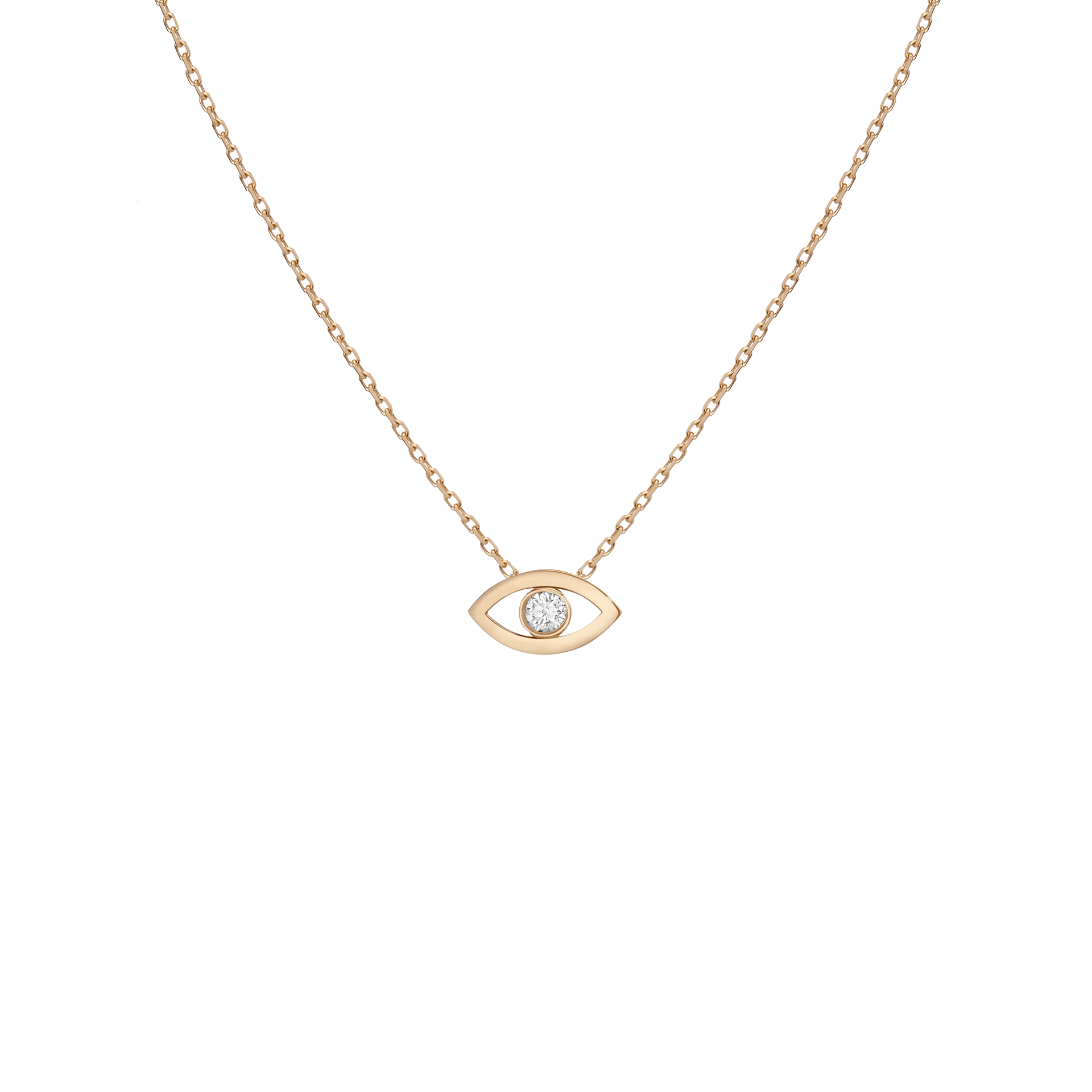 Diamond Bezel Evil Eye Necklace