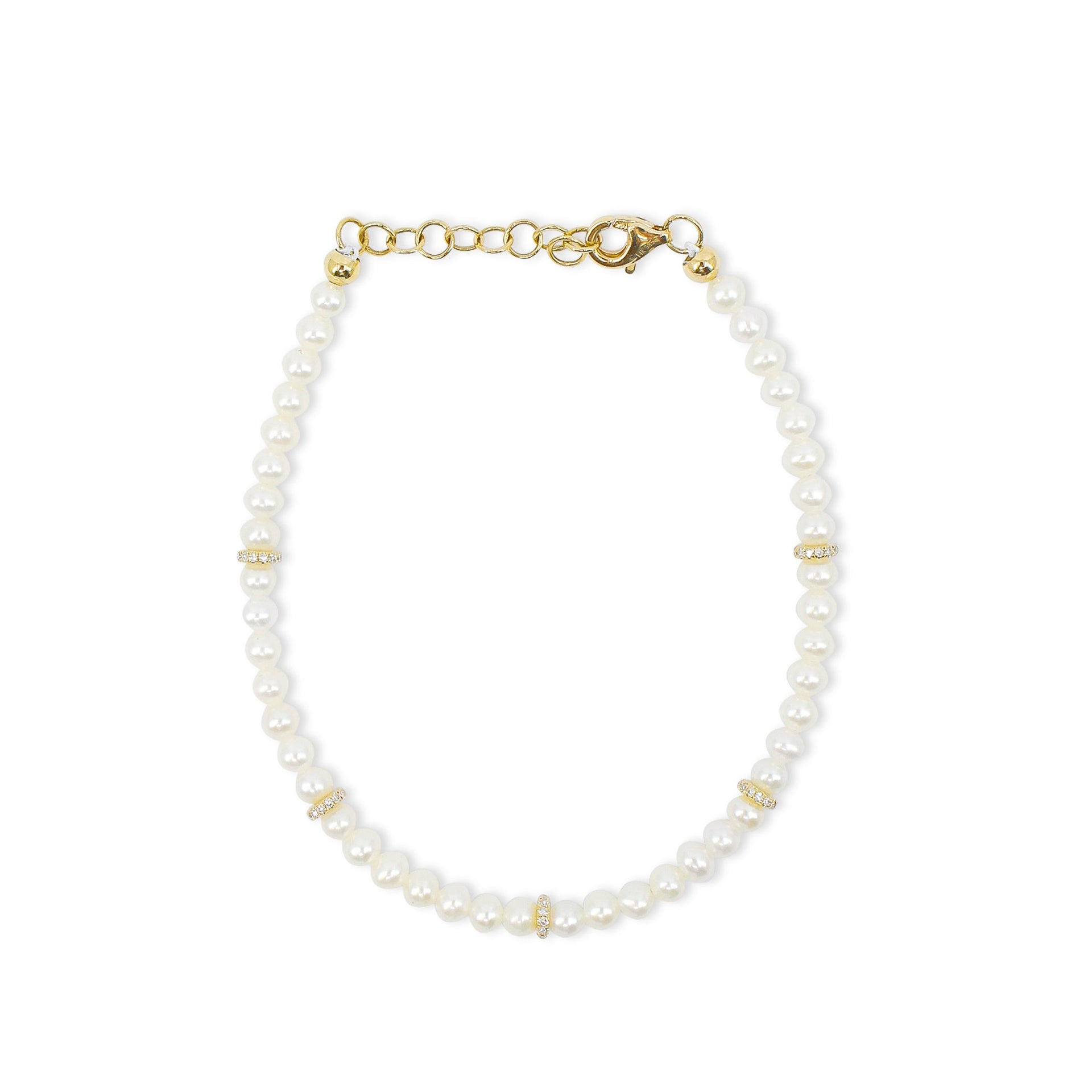 Gold Diamond Pearl Bracelet