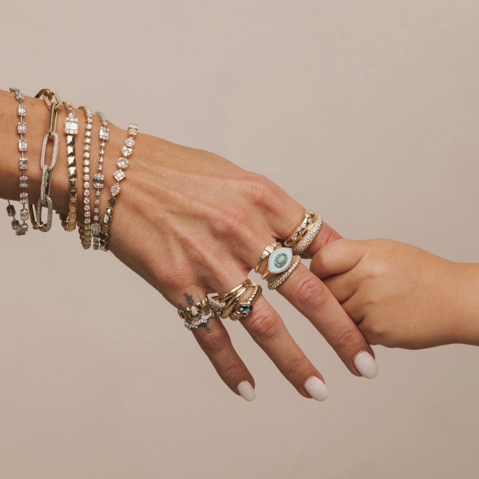 Gold Half Diamond Clover Eternity Pinky Ring