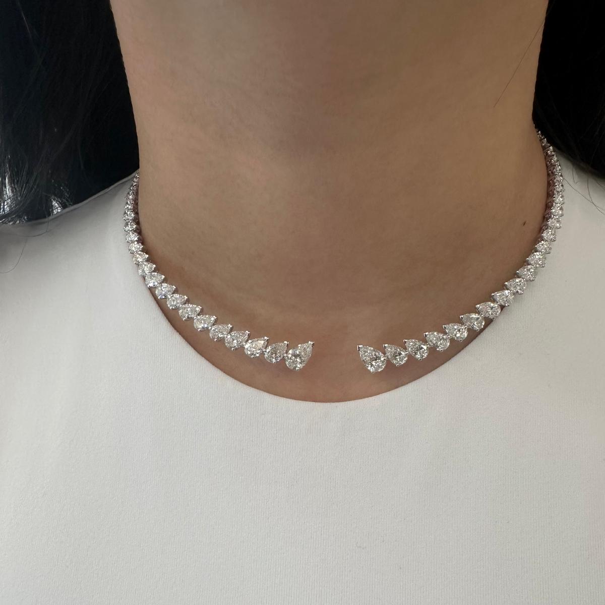 Pear Lab Diamond Collar Necklace