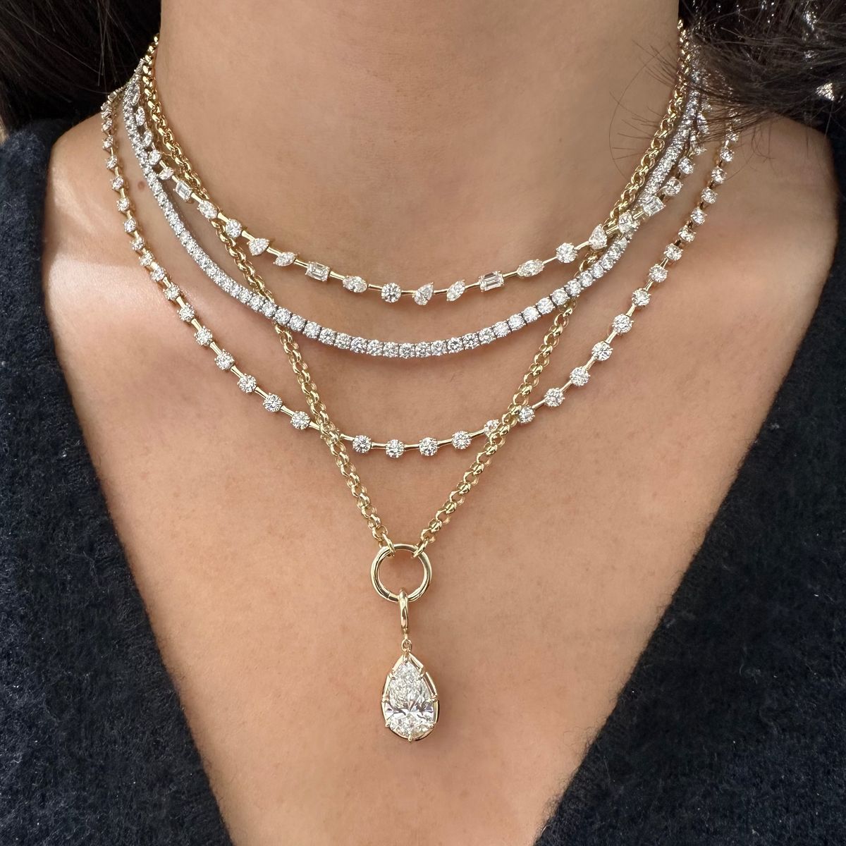 Mixed Shape Lab Diamond Tennis Necklace