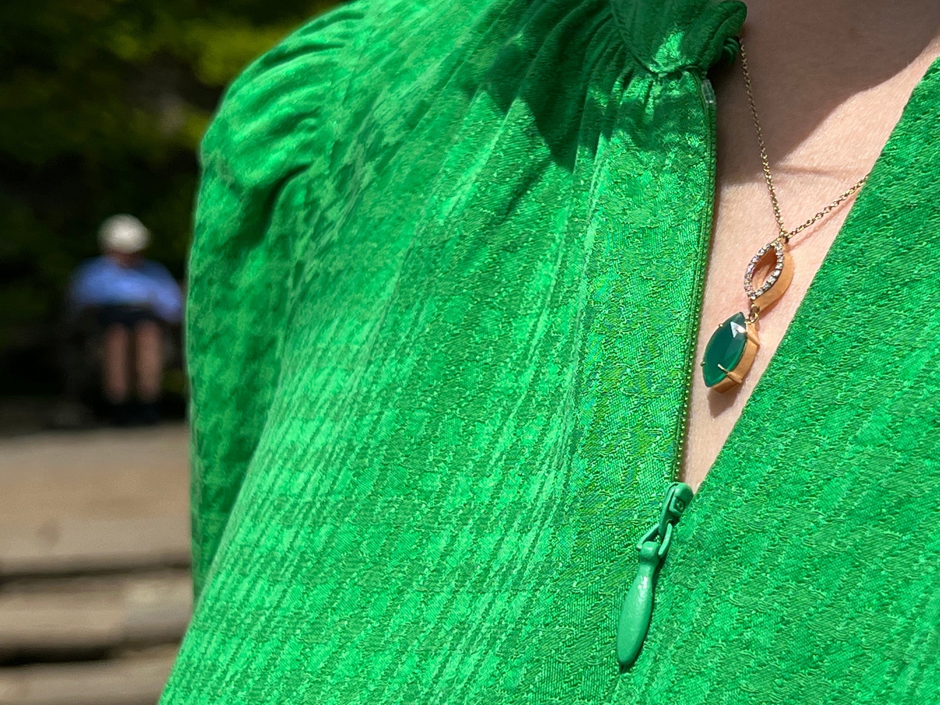 Marquise Cut Agate & Diamond Necklace