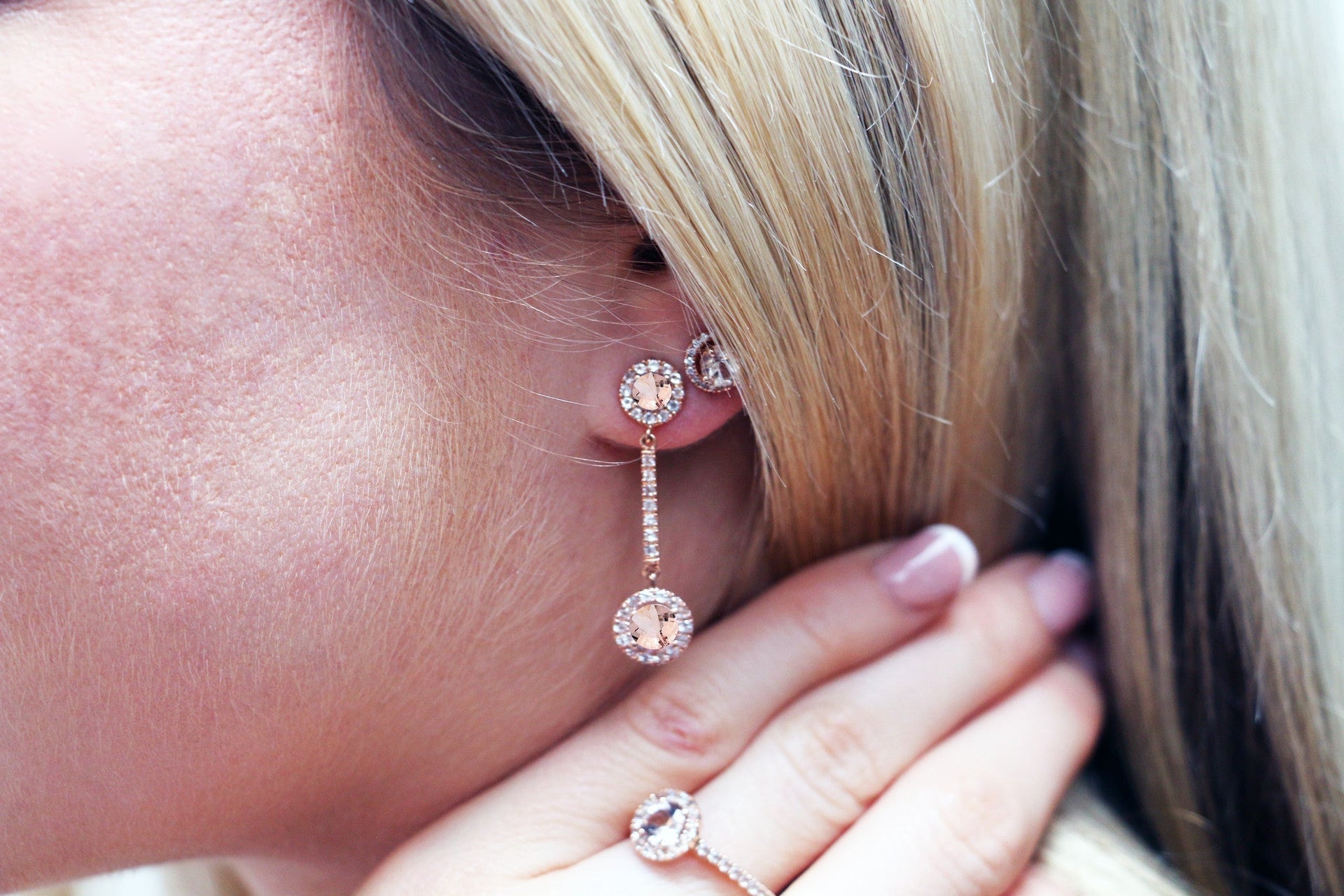 Rose Gold Morganite Drop Earrings