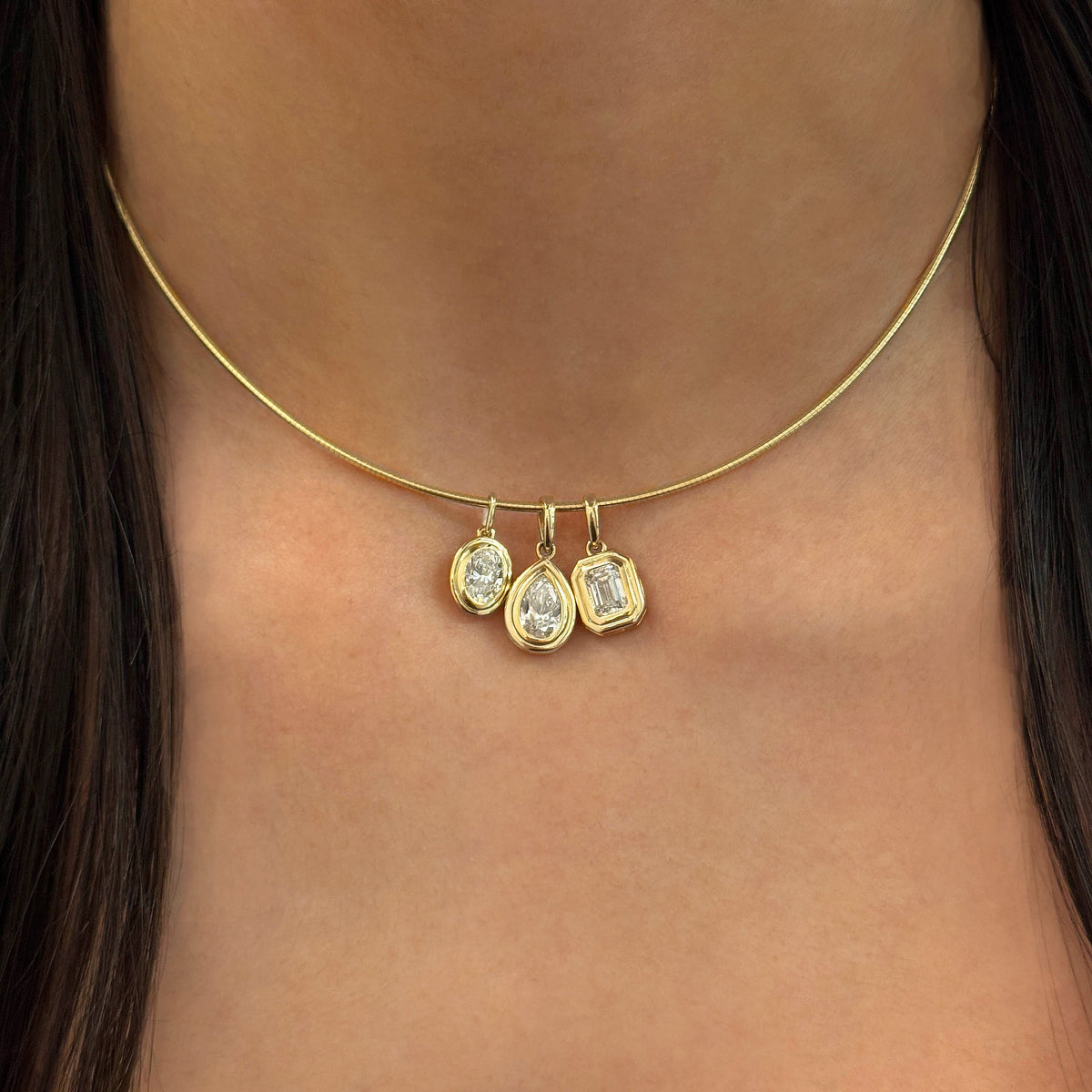 Double Bezel Oval Lab Diamond Pendant