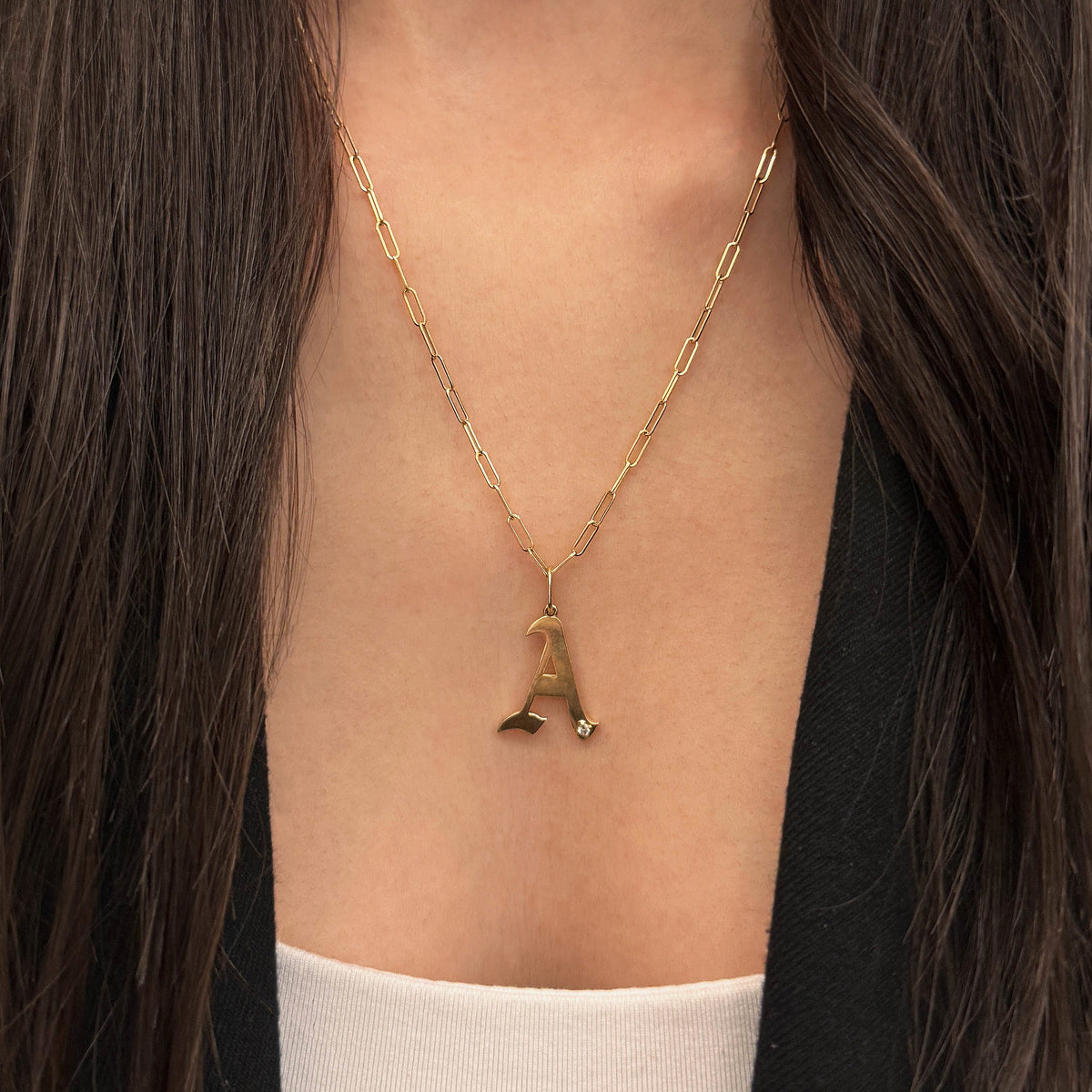 Diamond Gothic Letter Necklace