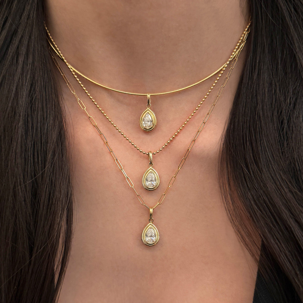 Double Bezel Pear Lab Diamond Pendant