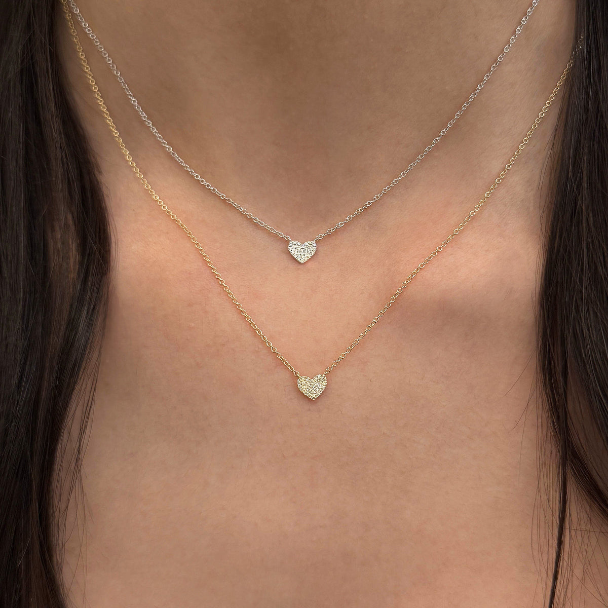 Mini Pave Diamond Heart Necklace