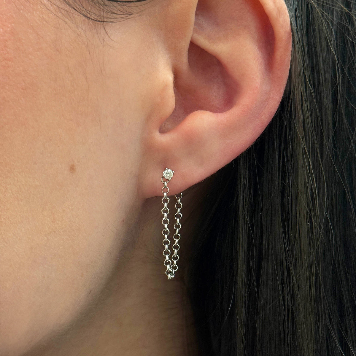 Diamond Chain Stud Earrings