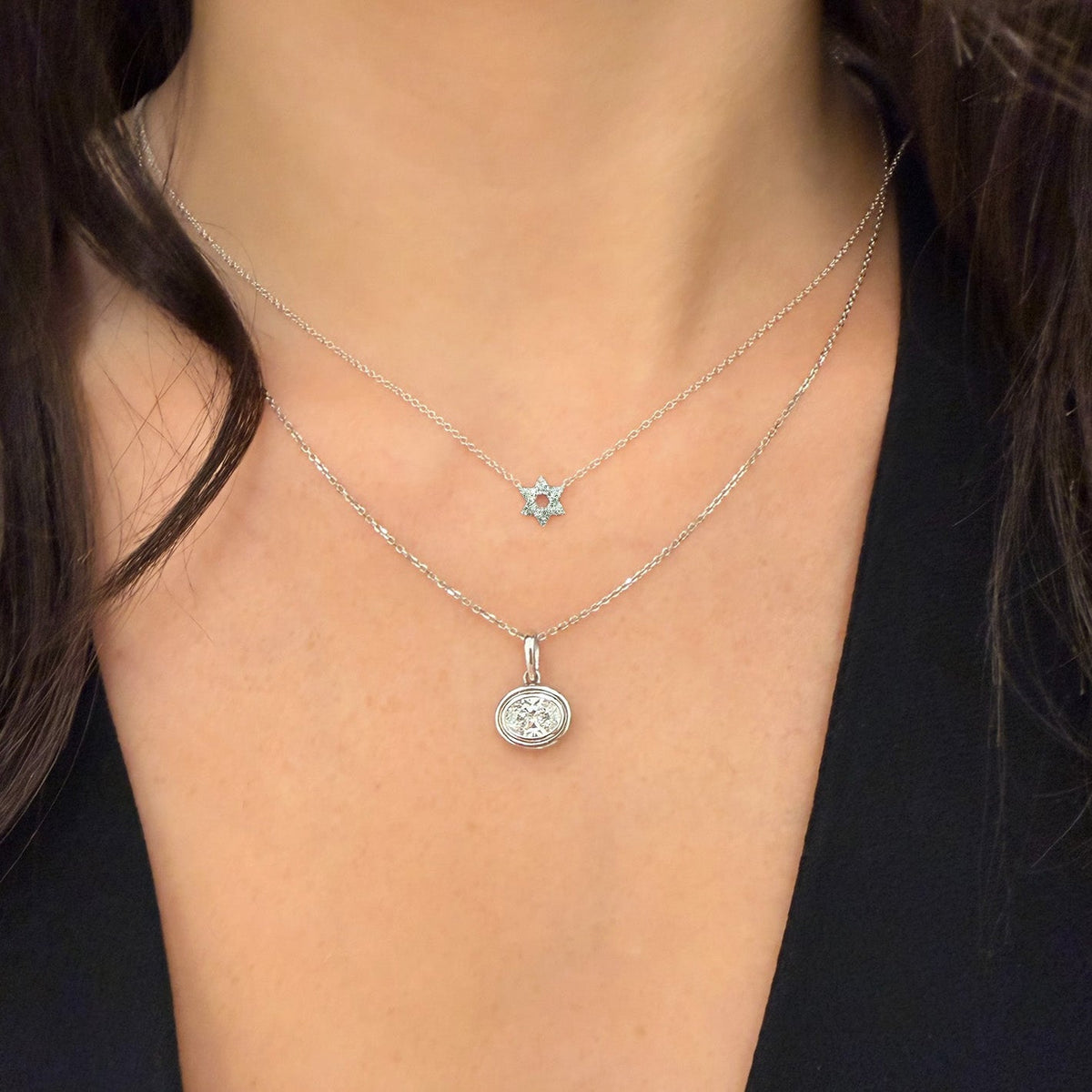 Diamond Star of David Necklace