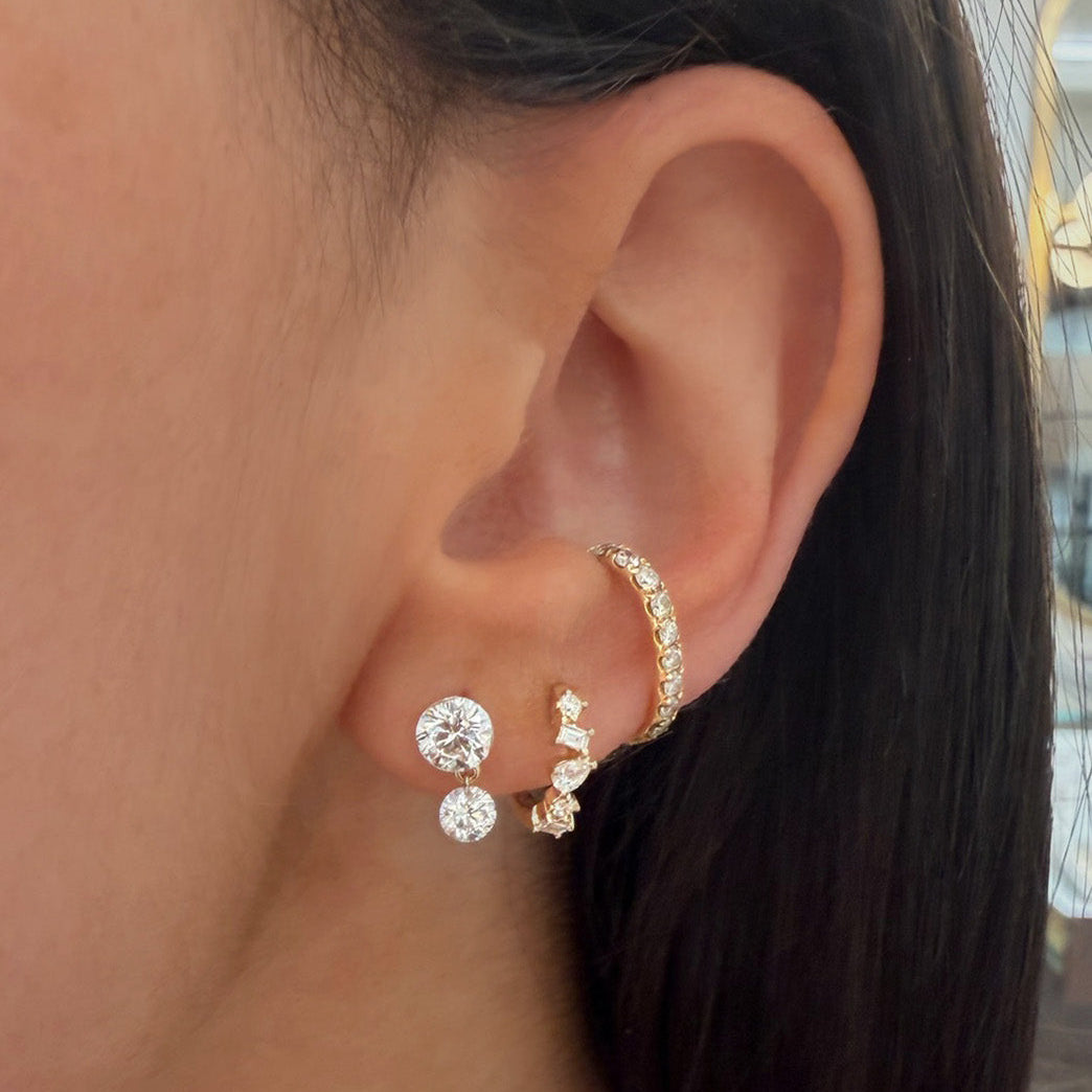 Round Lab Diamond Drop Stud Earrings