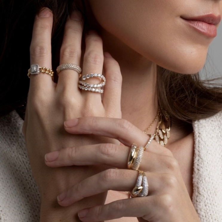 Gold Diamond Twist Ring