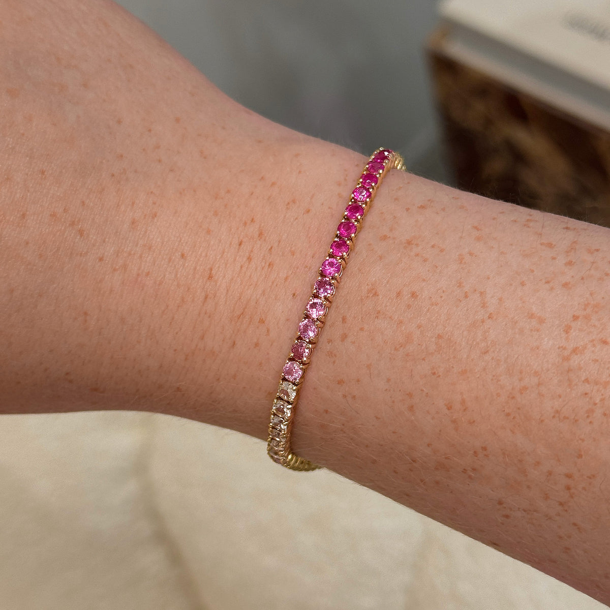 Pink Sapphire Ombre Tennis Bracelet