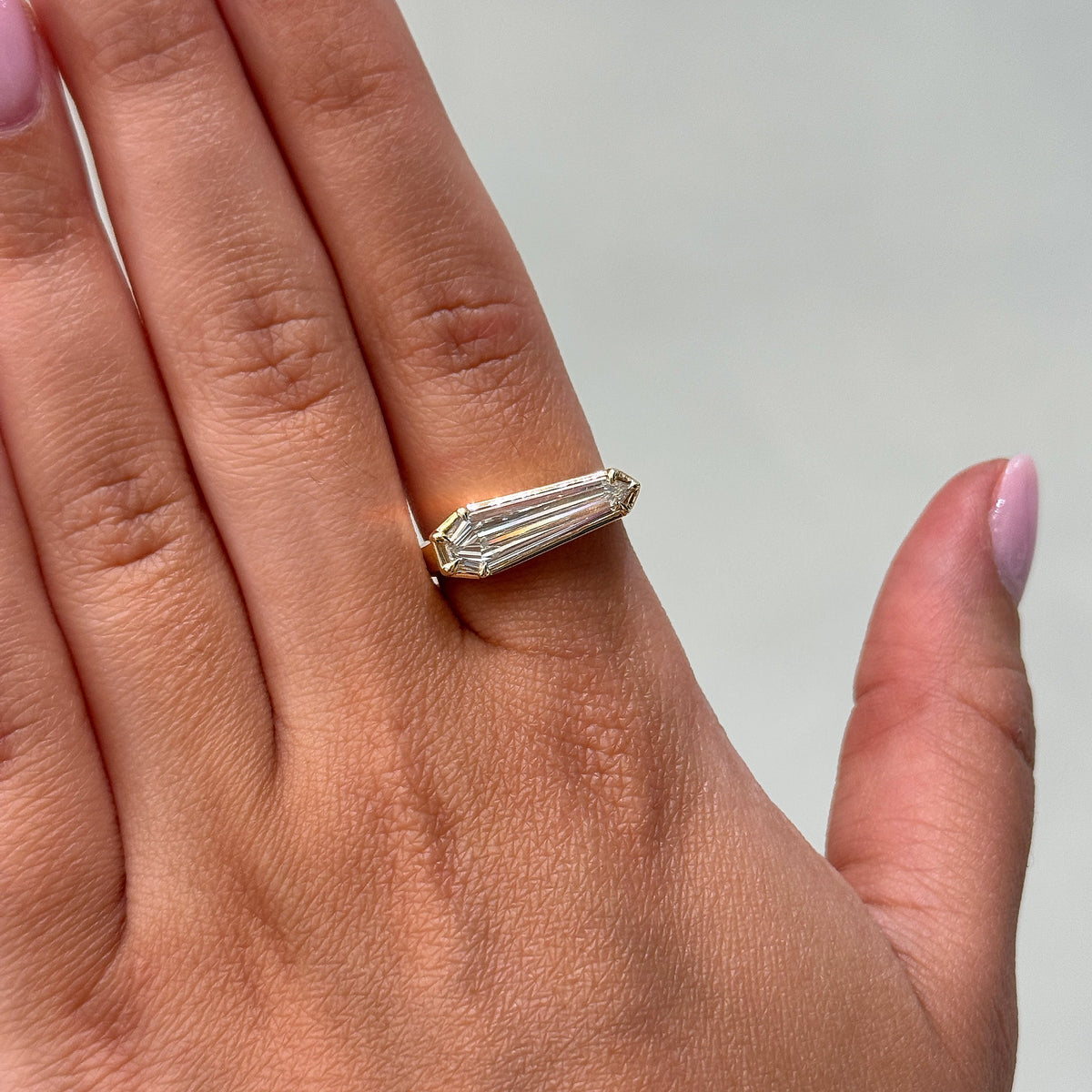 Coffin Shape Lab Diamond Ring