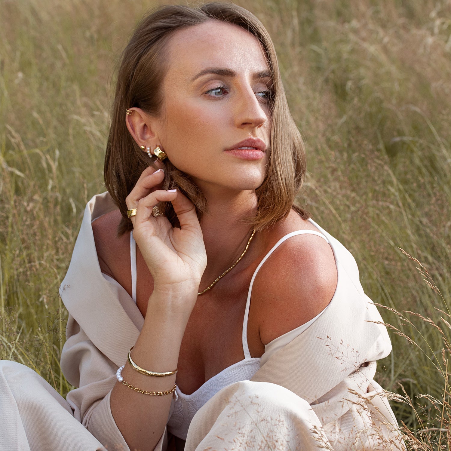 Wide Waterfall Huggie Hoops