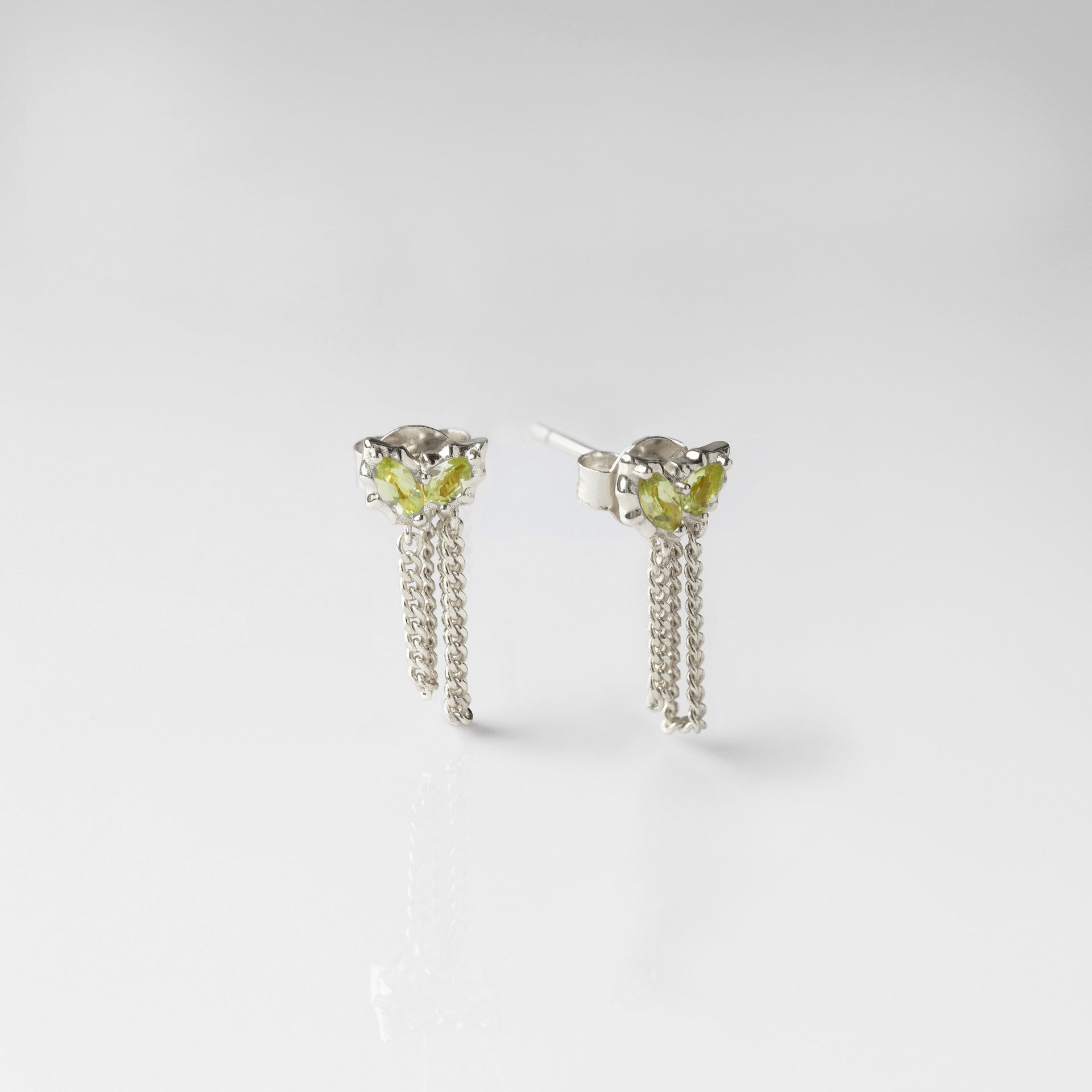 Louise Thompson Lucky Peridot Chain Stud Earrings