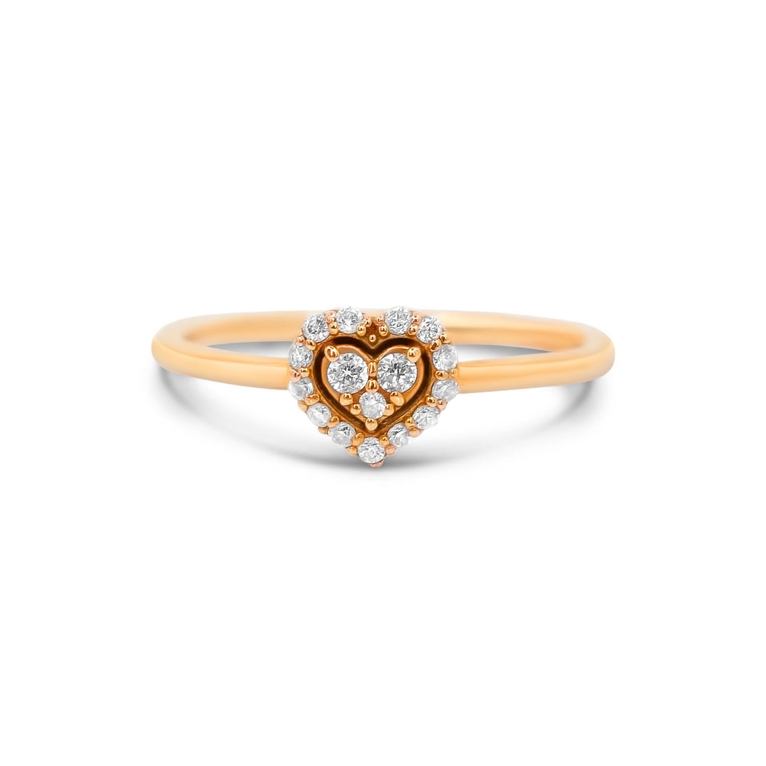 Gold Mini Diamond Heart Ring