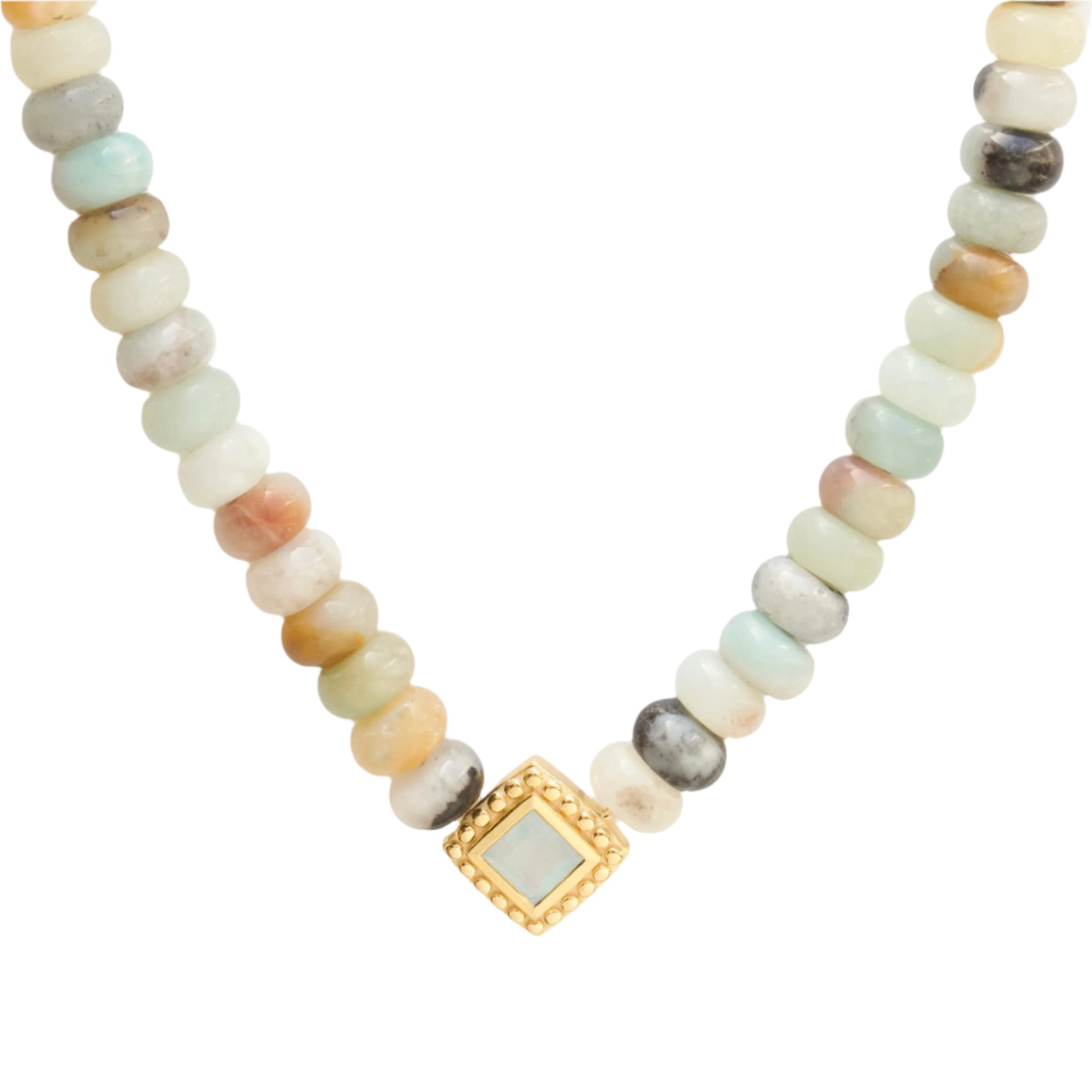 Chunky Aqua Jade Beaded Necklace