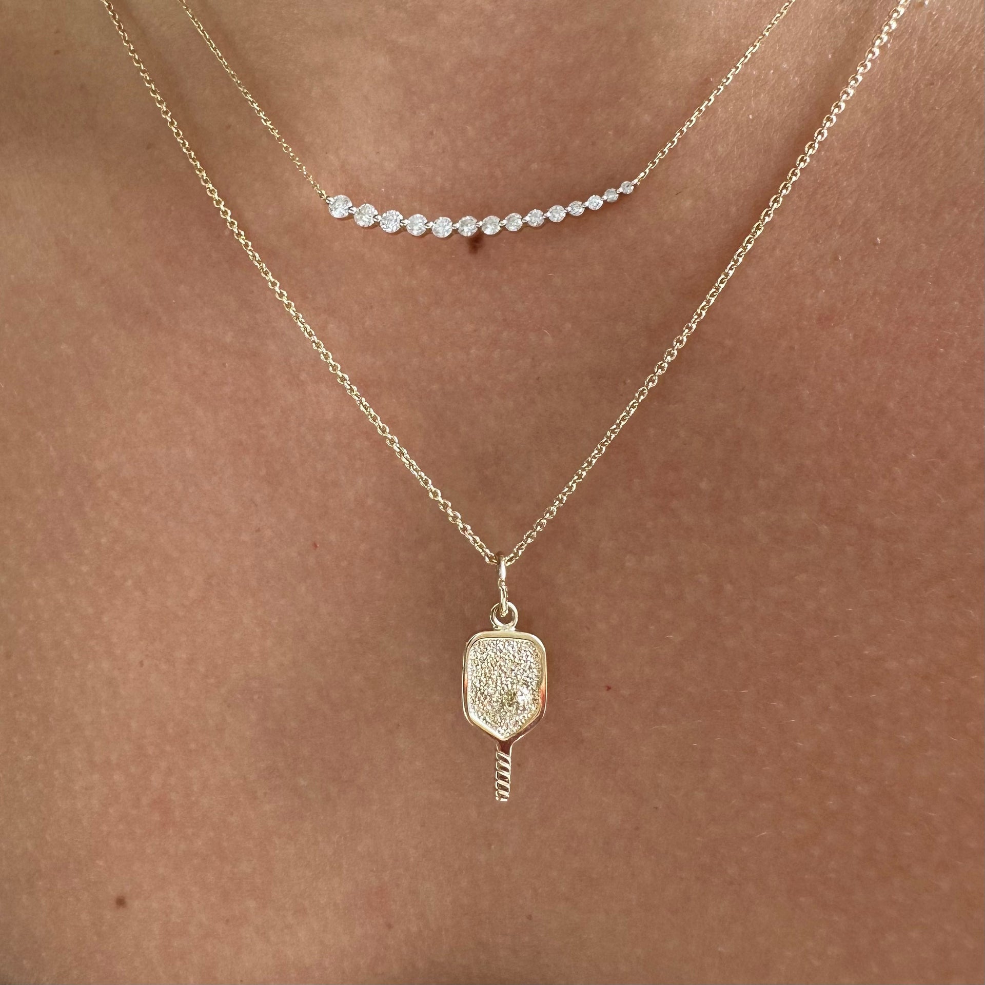 Gold Pickleball Paddle Charm