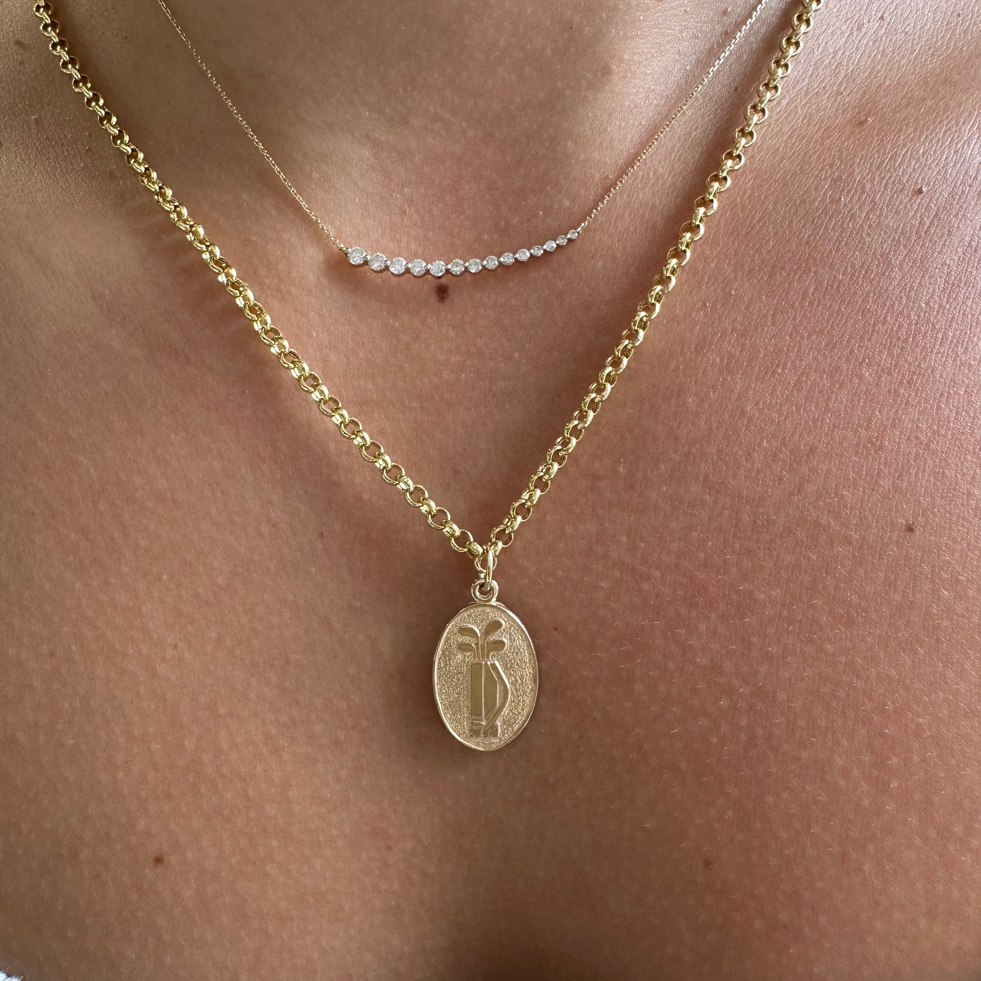 Gold Golf Medallion Charm