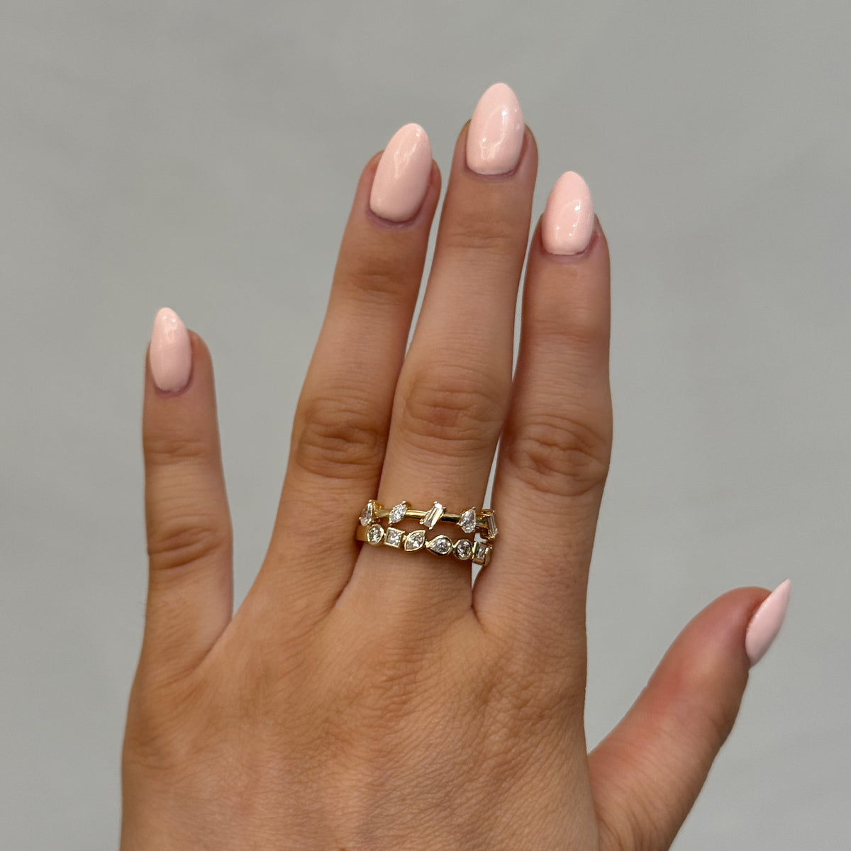 Bezel Mixed Shape Half Eternity Band