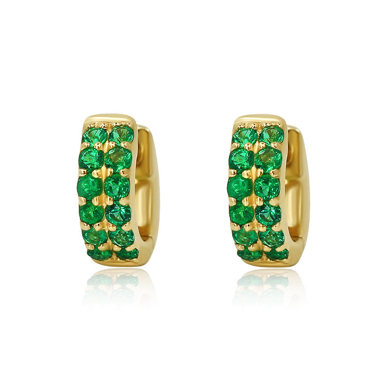 Gold Emerald Mini Hoop Earring