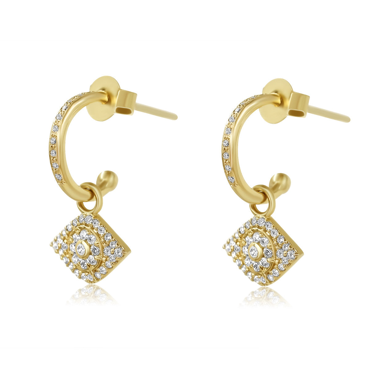 Gold Evil Eye Diamond Hoop Earrings