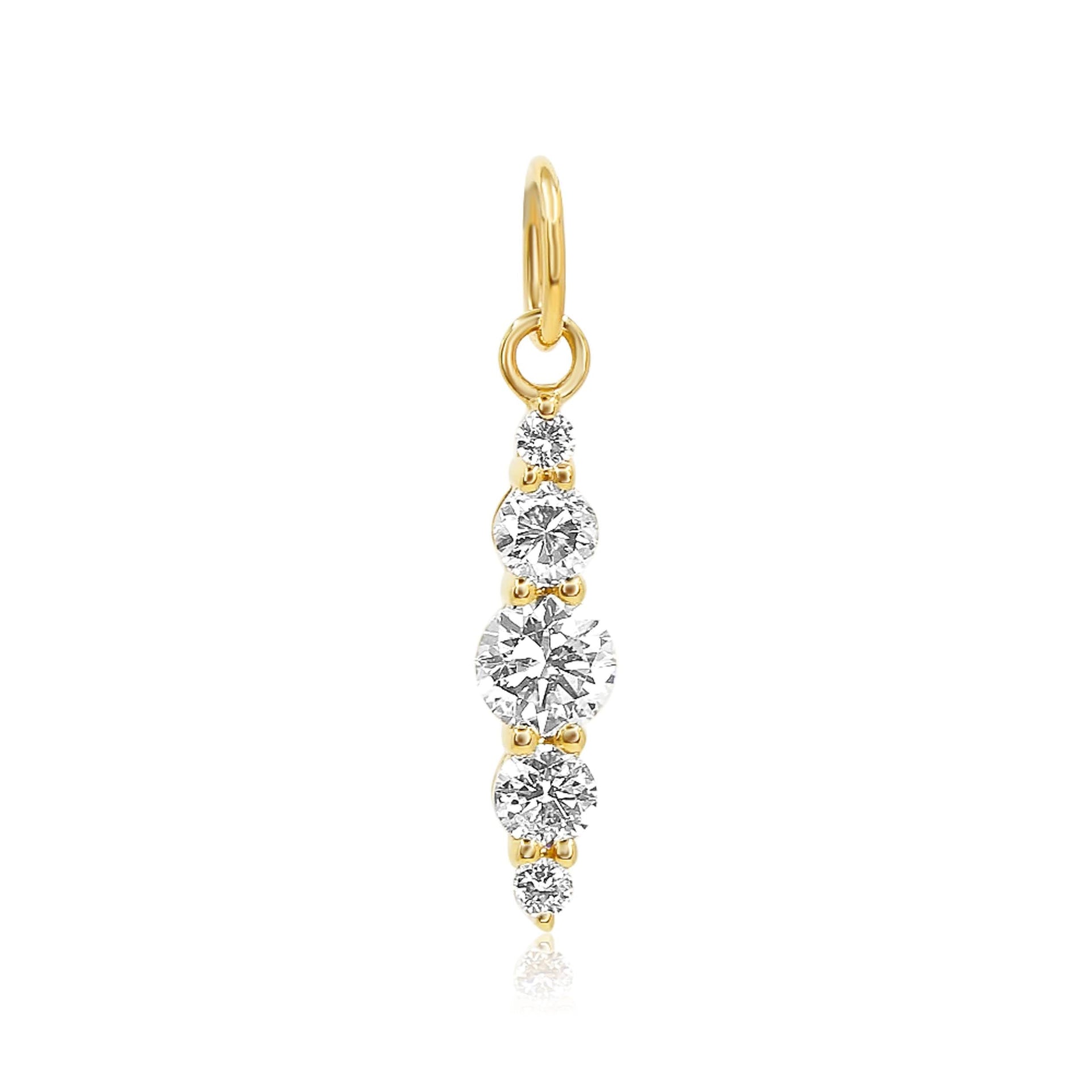 Gold Diamond Stacked Graduated Charm Pendant