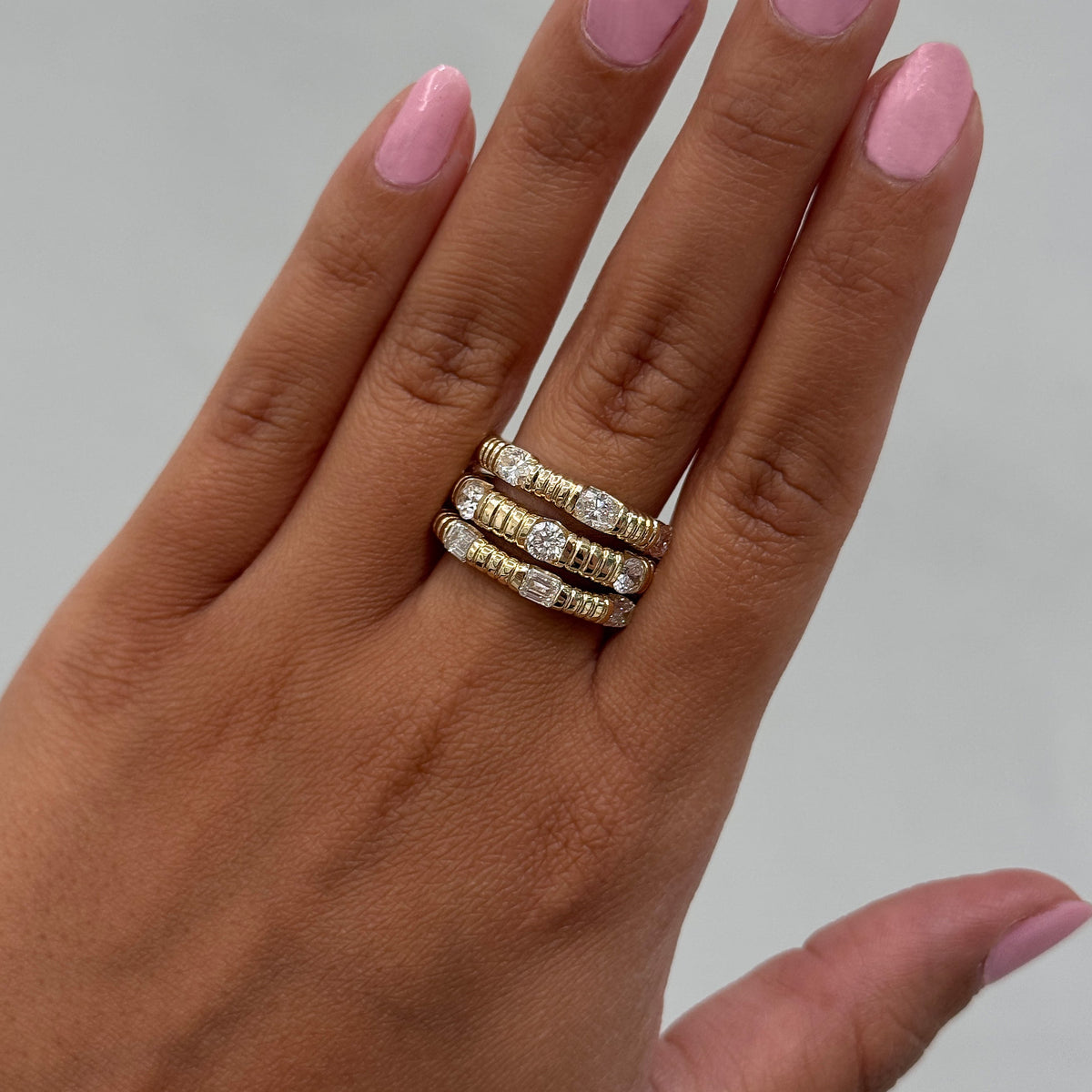Oval Lab Diamond Fluted Ring