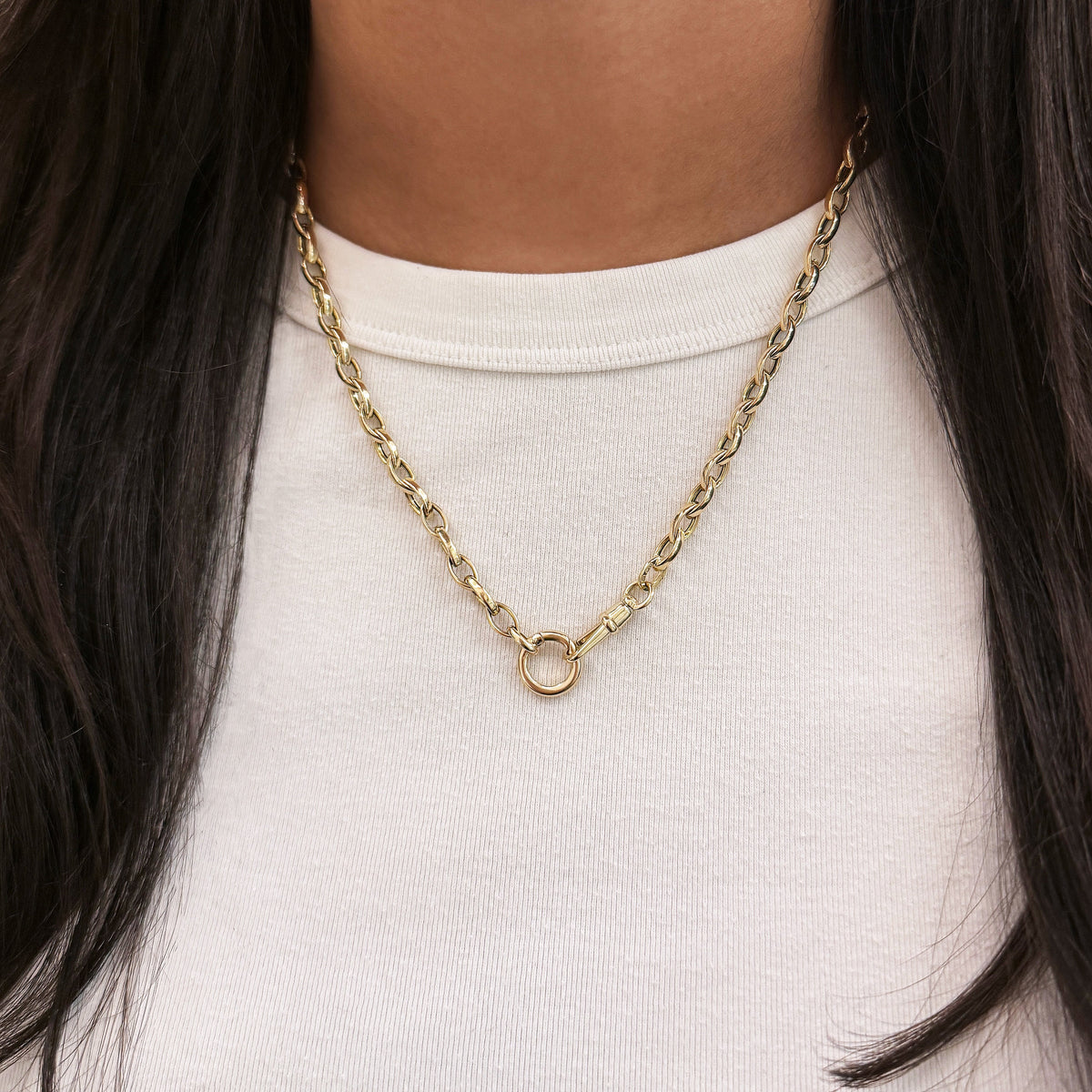 Oval Chain Necklace with Connector