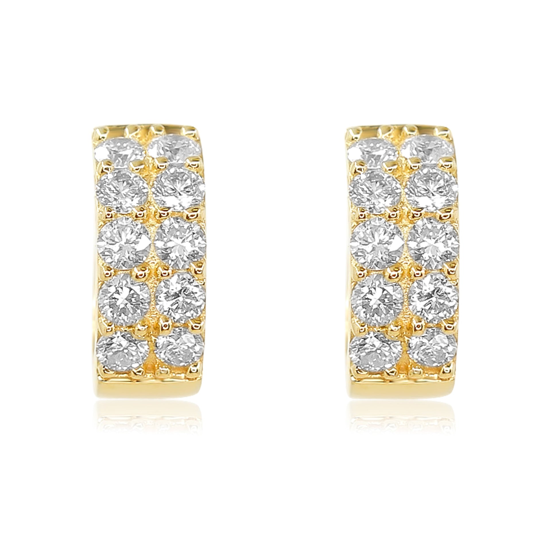 Gold Diamond Double Line Chunky Hoop Earring