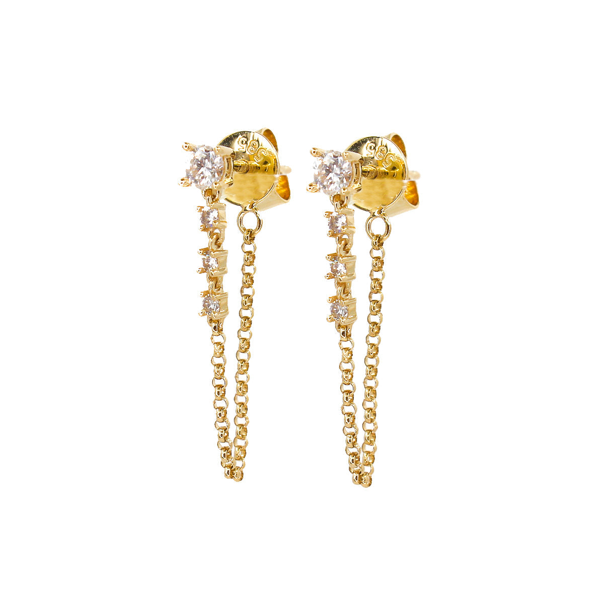 Gold Diamond Chain Drop Earring
