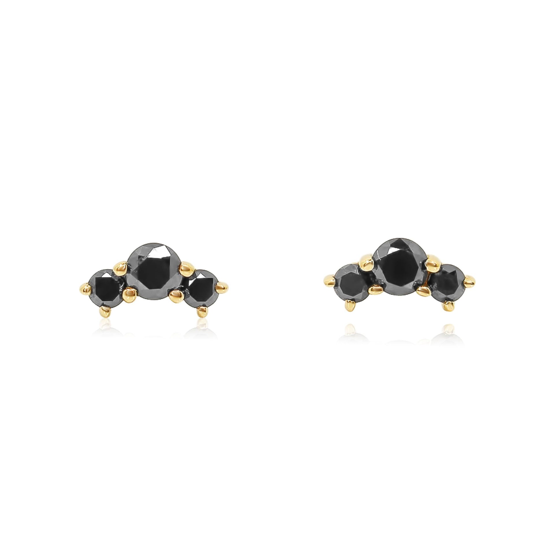 Gold Black Diamond Mini Climber Earring