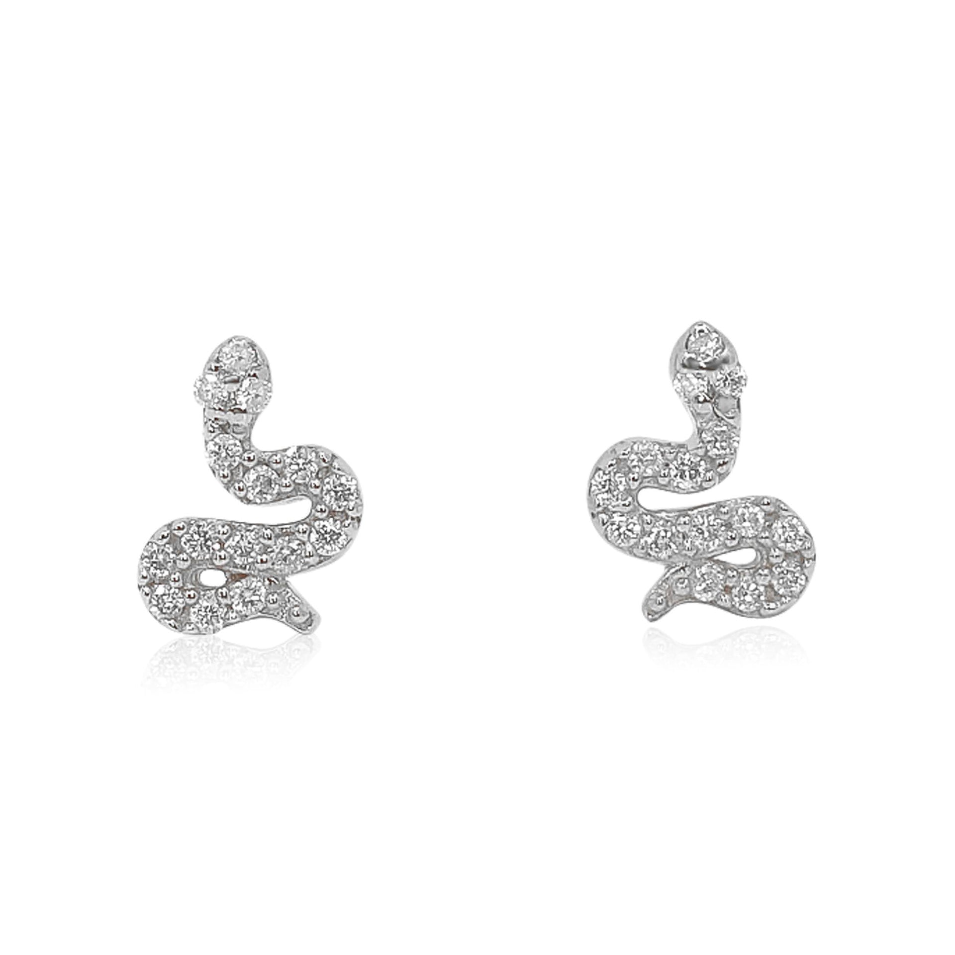 Gold Mini Snake Diamond Earring