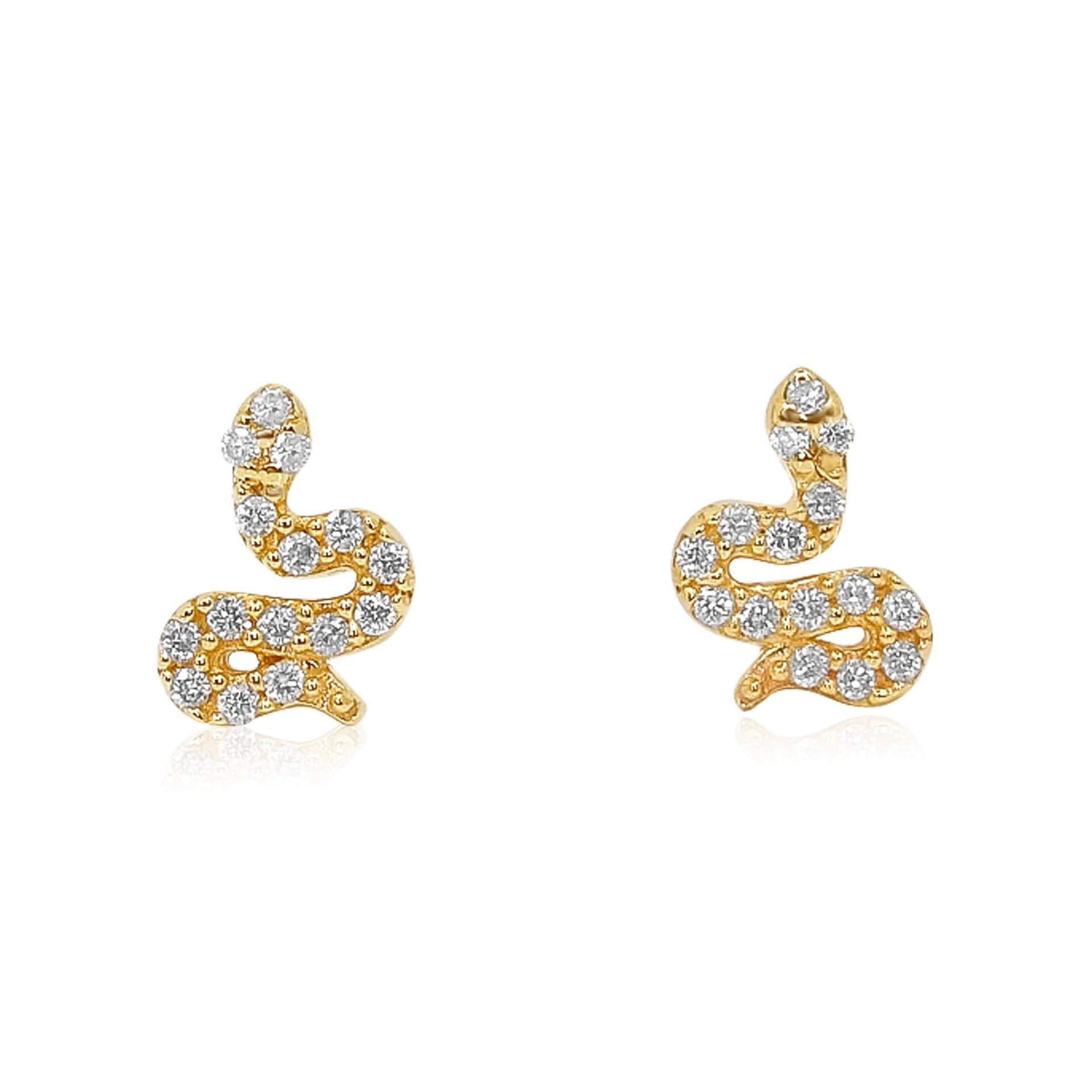 Gold Mini Snake Diamond Earring