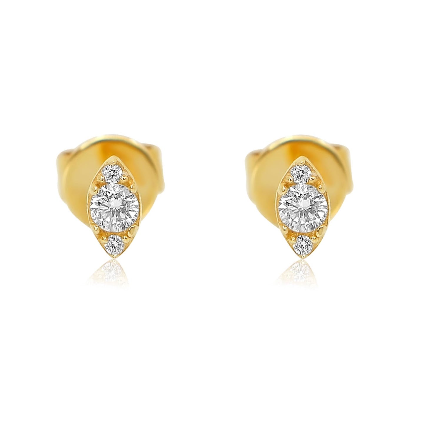 Gold Mini Illusion Marquise Diamond Stud