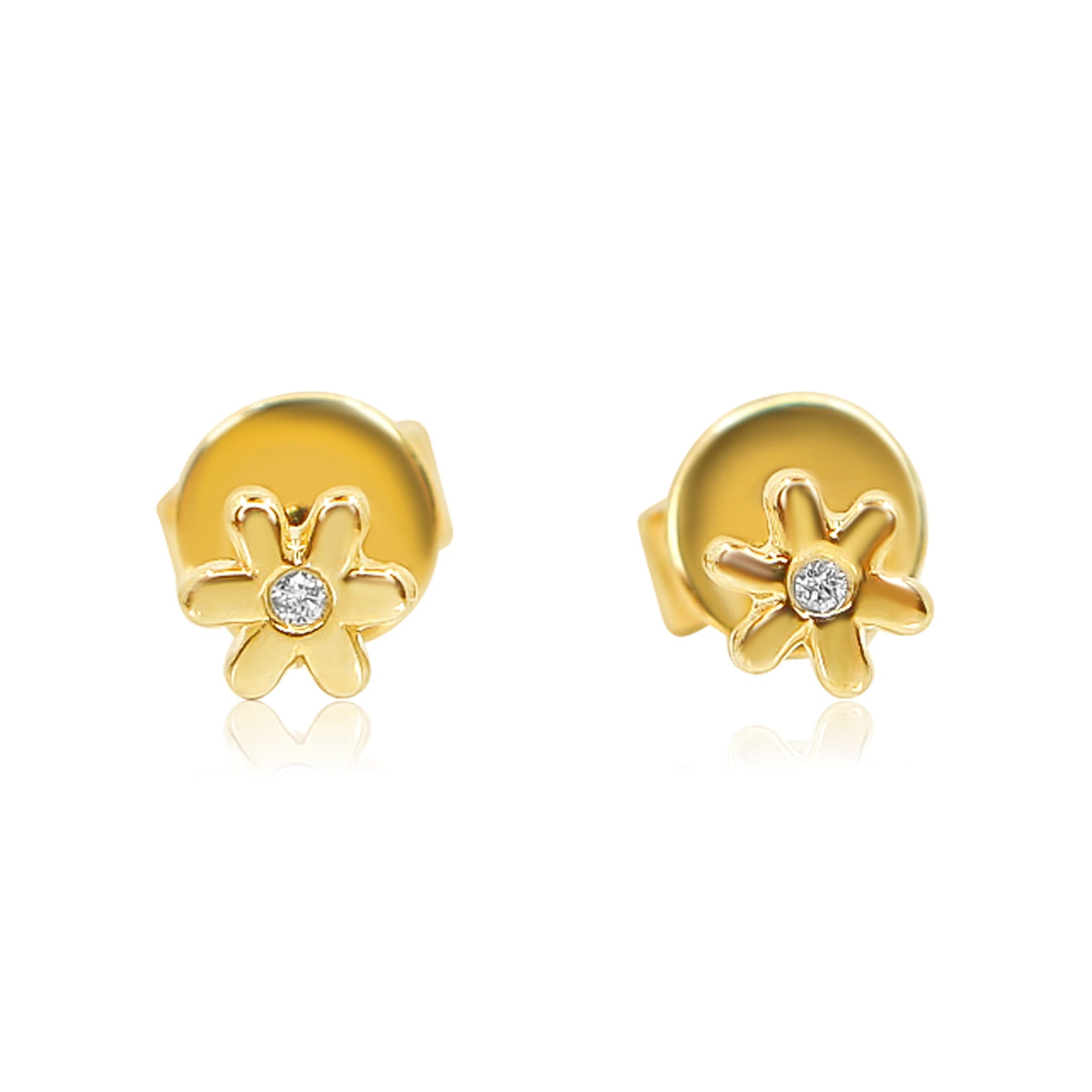 Gold Mini Daisy Diamond Stud Earring