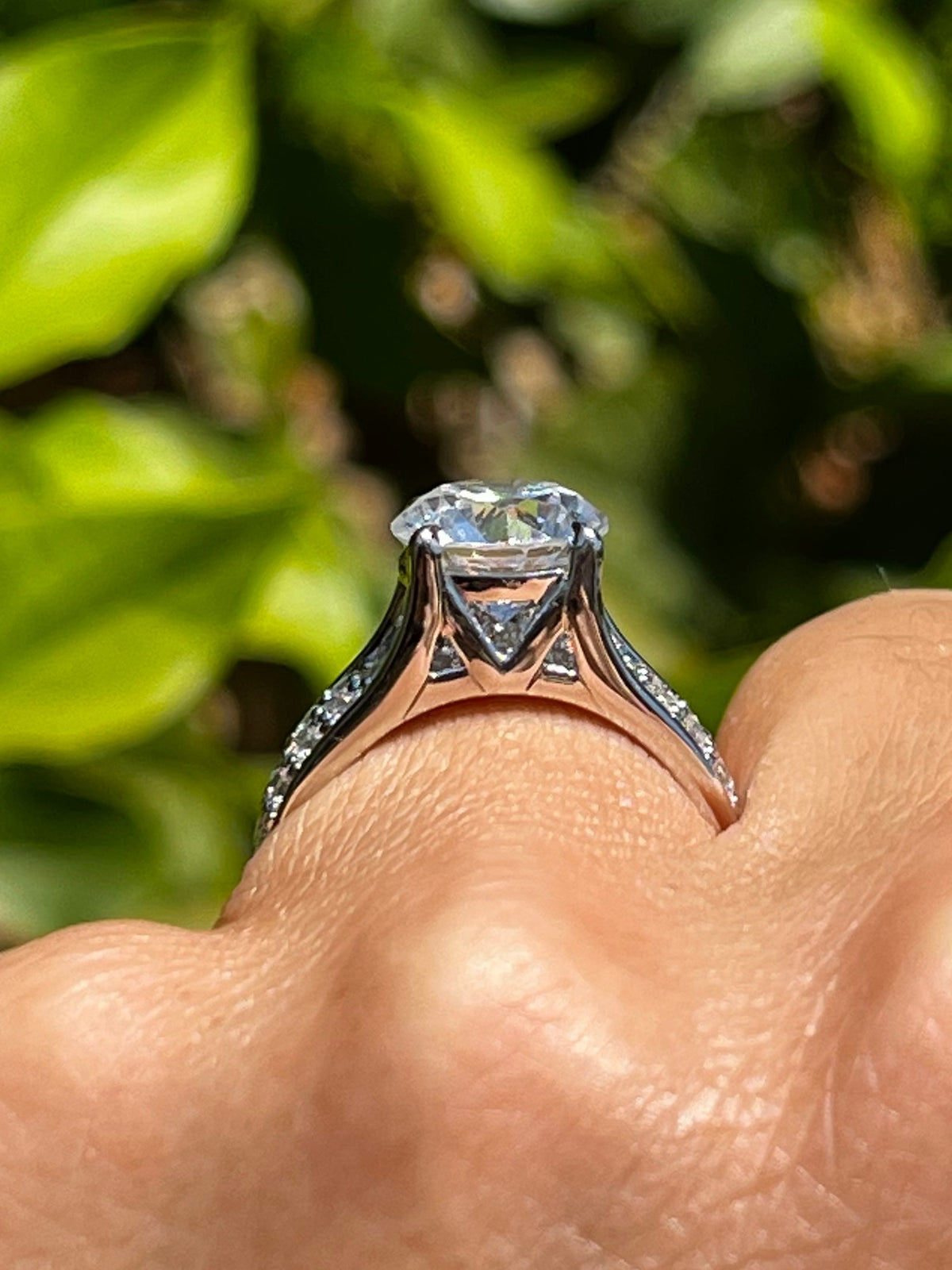 BGLG 4 Carat Round Cut Lab-Grown Tension Style Diamond Engagement Ring