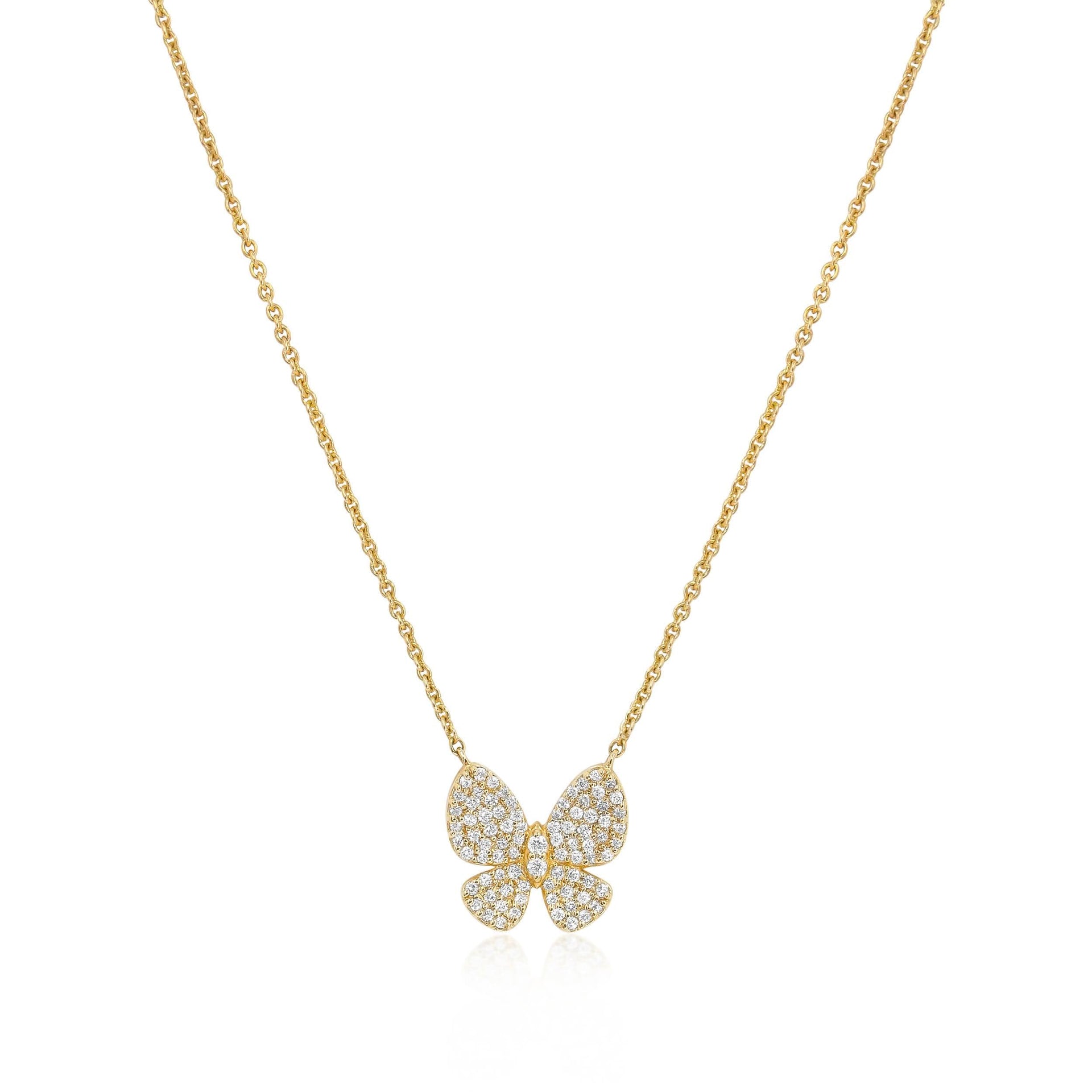 Gold Pave Diamond Butterfly Necklace