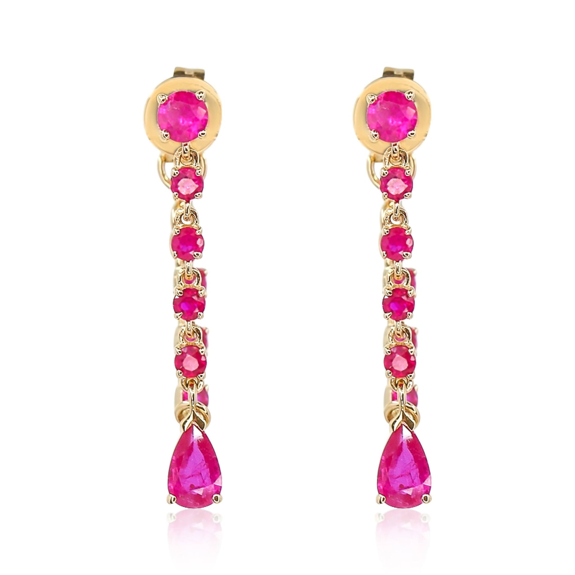 Gold Ruby Loop Earring