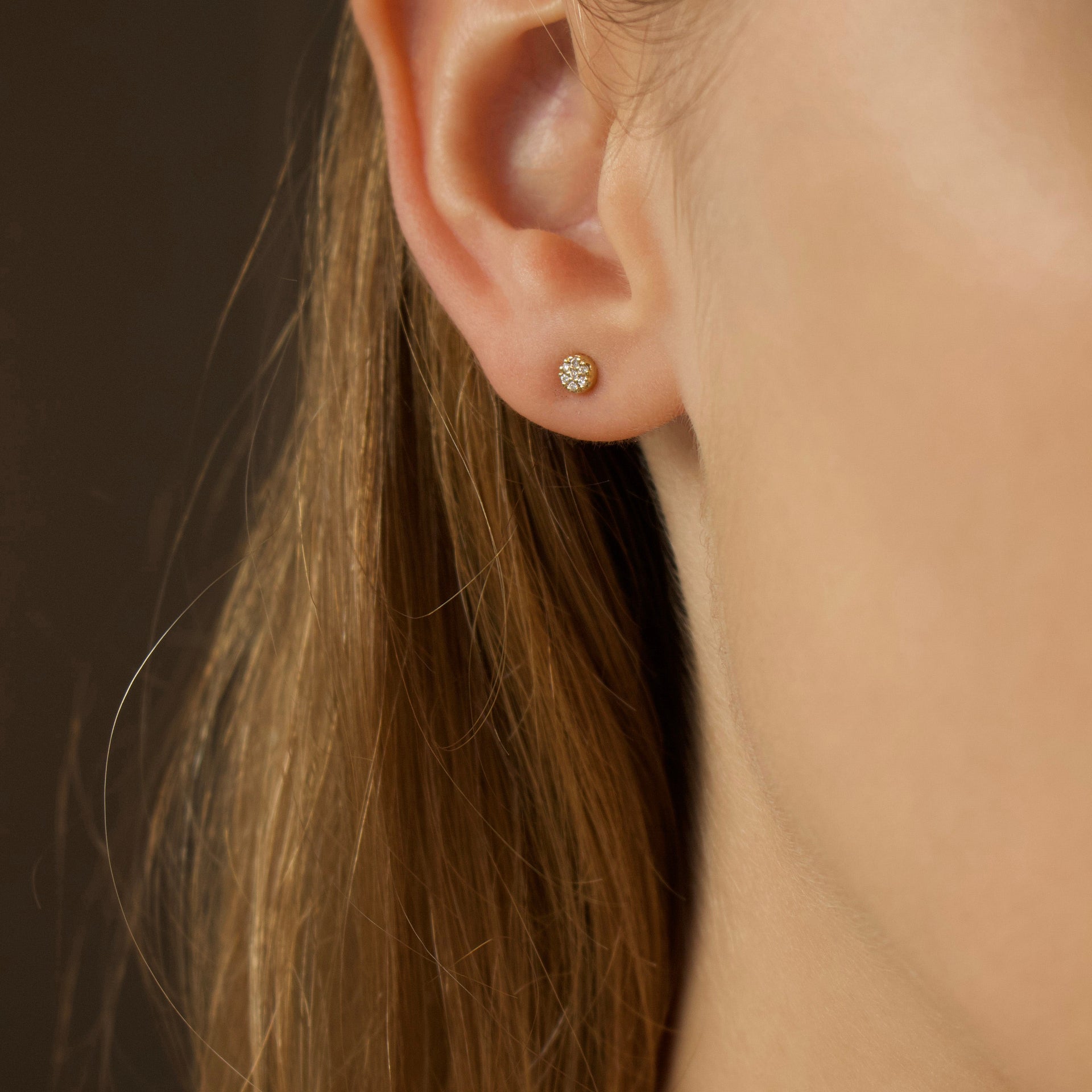 Mini Pave Diamond Stud Earrings