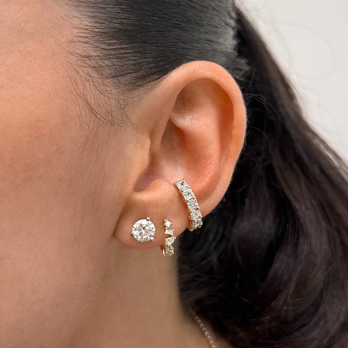 Asscher Cut Lab Diamond Ear Cuff