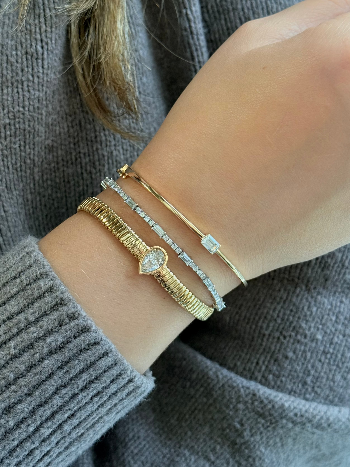Gold Lab Diamond Multi Baguette Tennis Bracelet