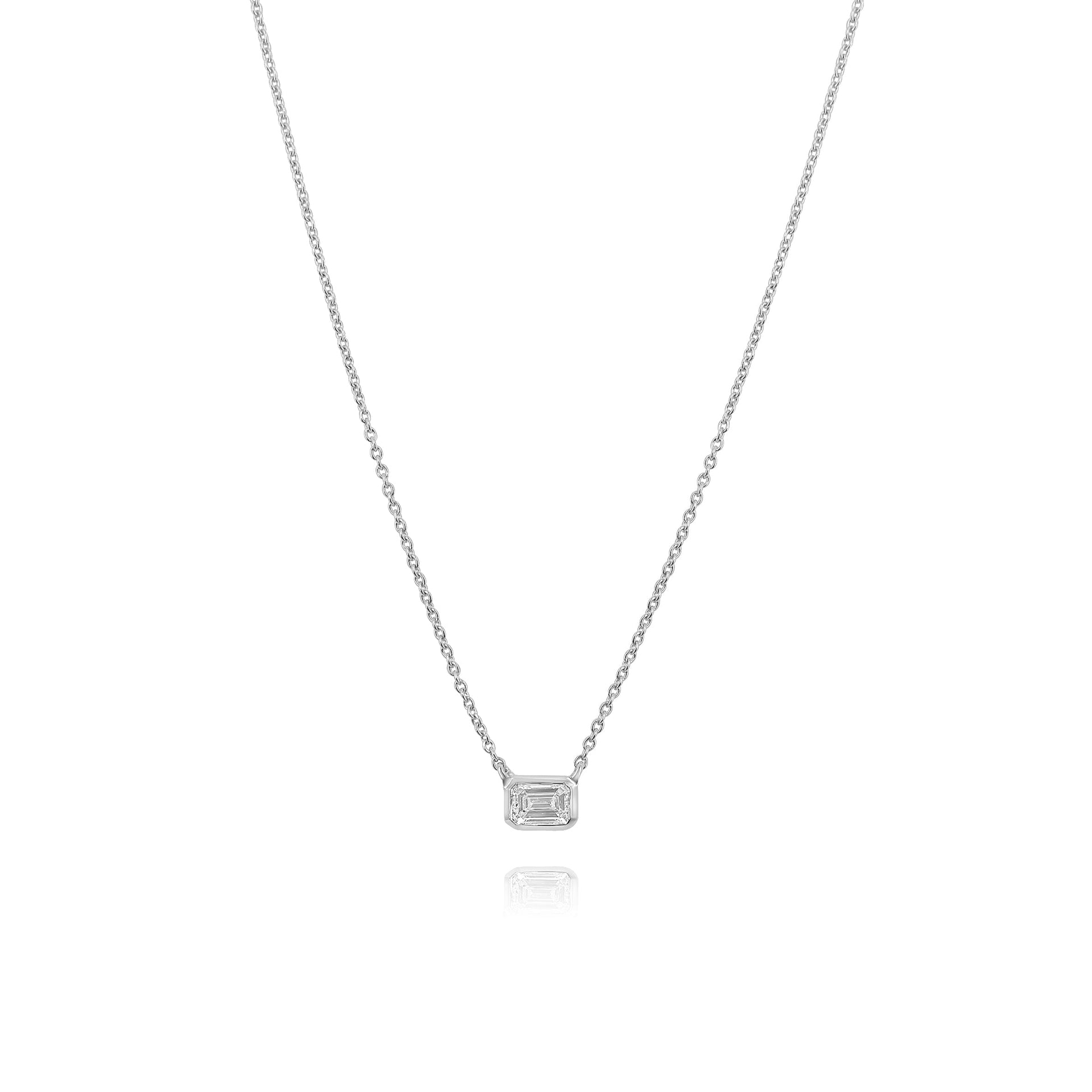 Gold Lab Grown Diamond Baguette Necklace